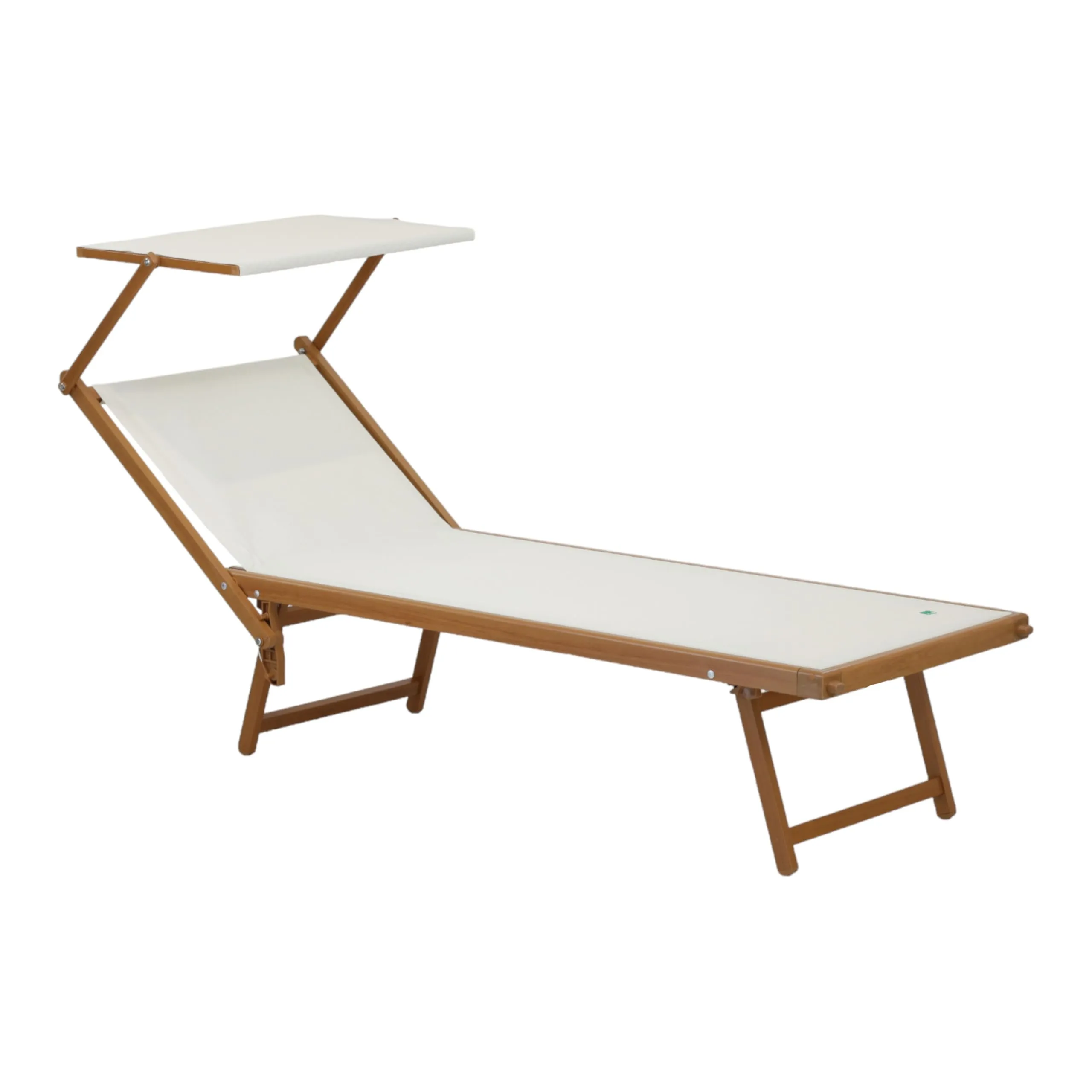 Totò Piccinni Lettino Salento Prendisole Pieghevole in Alluminio con Tettuccio (Wood/Beige) - immagine 1