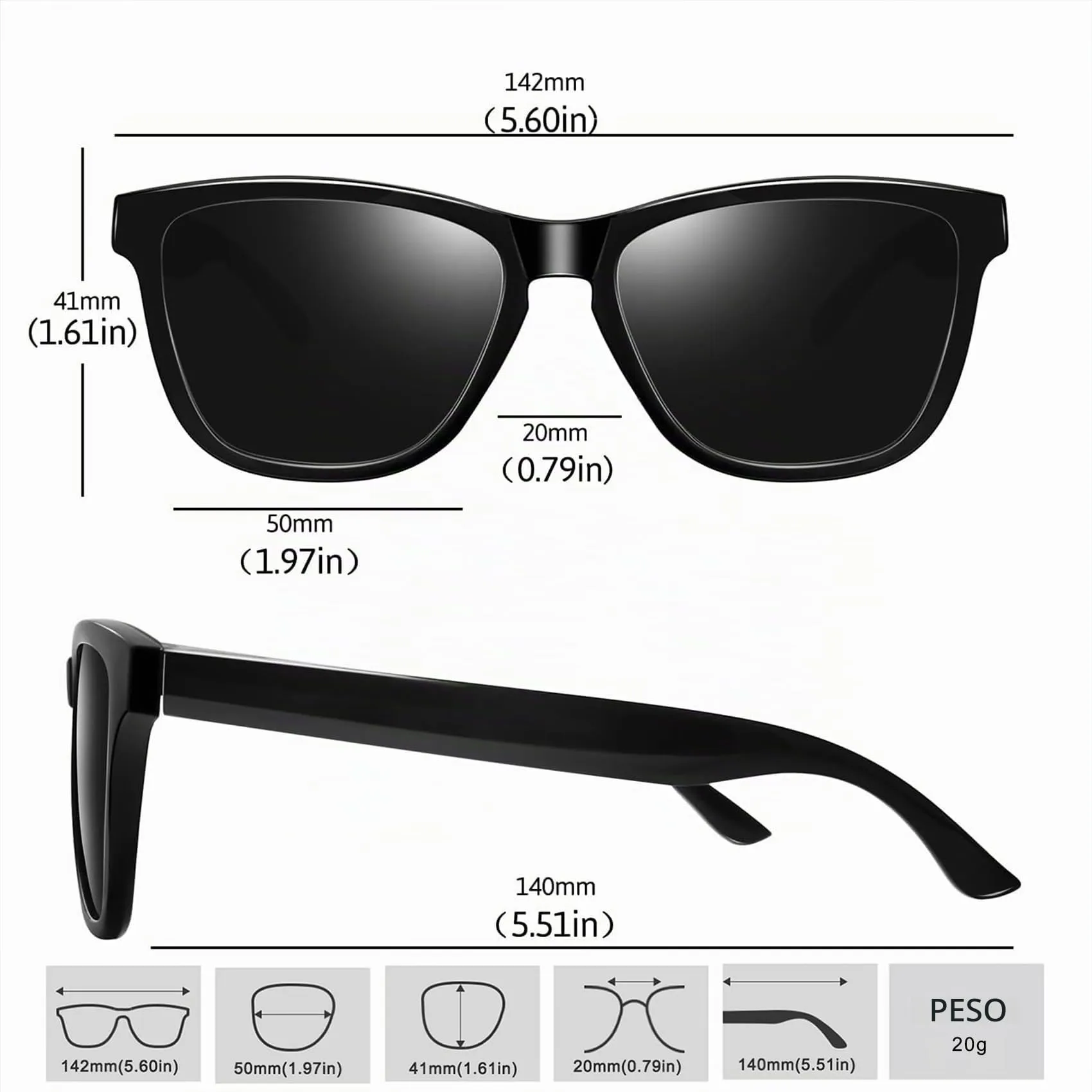 KANASTAL Occhiali da Sole Polarizzati UV400 Unisex Neri Scuri - immagine 4