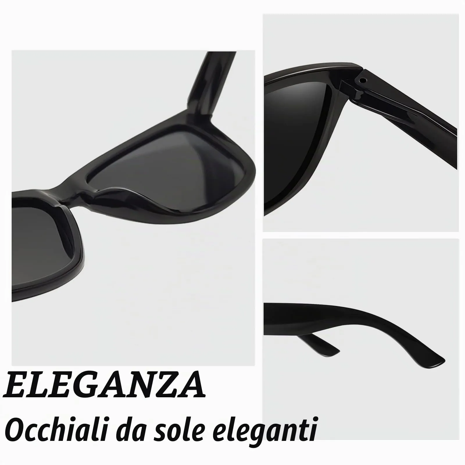 KANASTAL Occhiali da Sole Polarizzati UV400 Unisex Neri Scuri - immagine 5