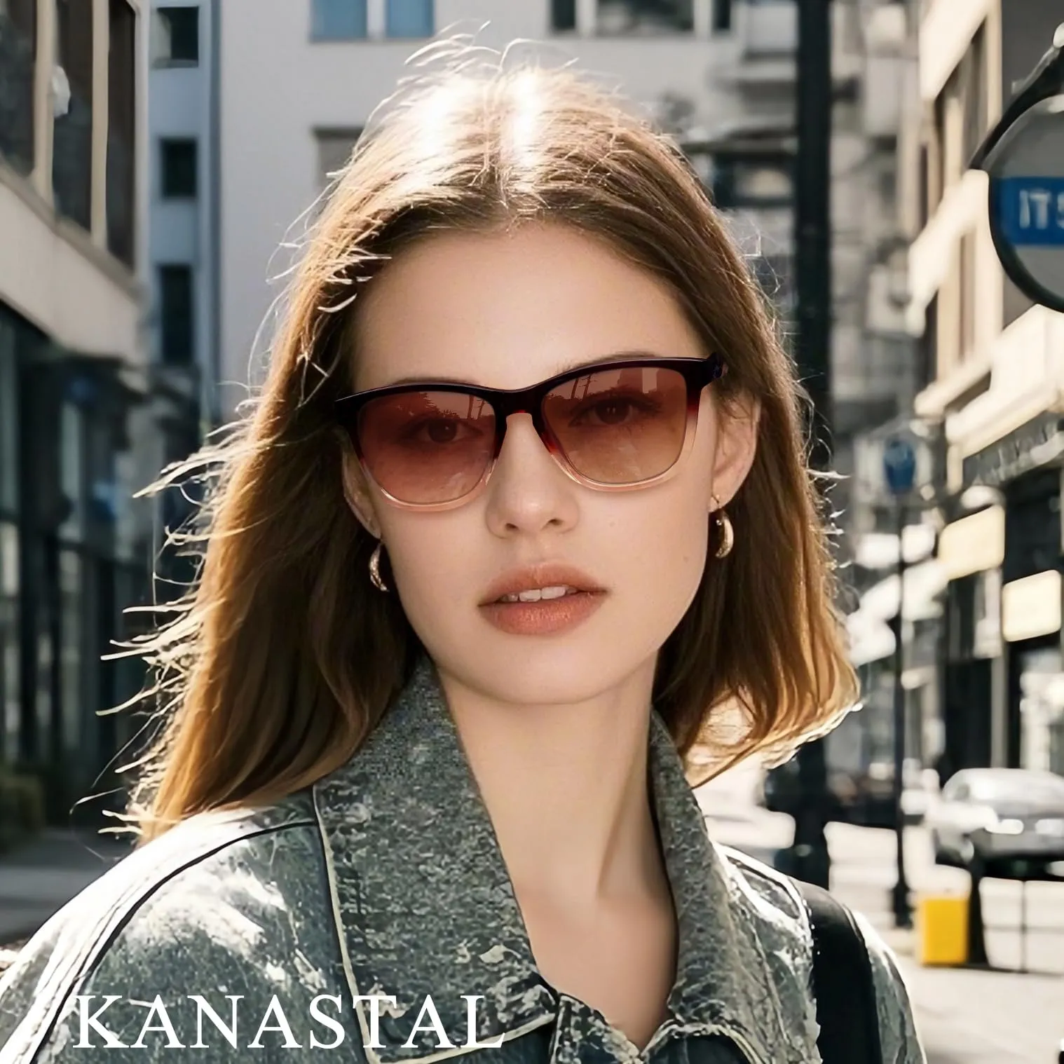 KANASTAL Occhiali da Sole Polarizzati UV400 Marroni Sfumati Unisex - immagine 2