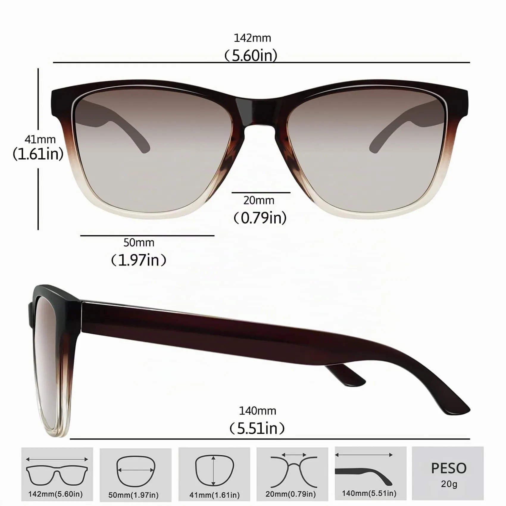 KANASTAL Occhiali da Sole Polarizzati UV400 Marroni Sfumati Unisex - immagine 5