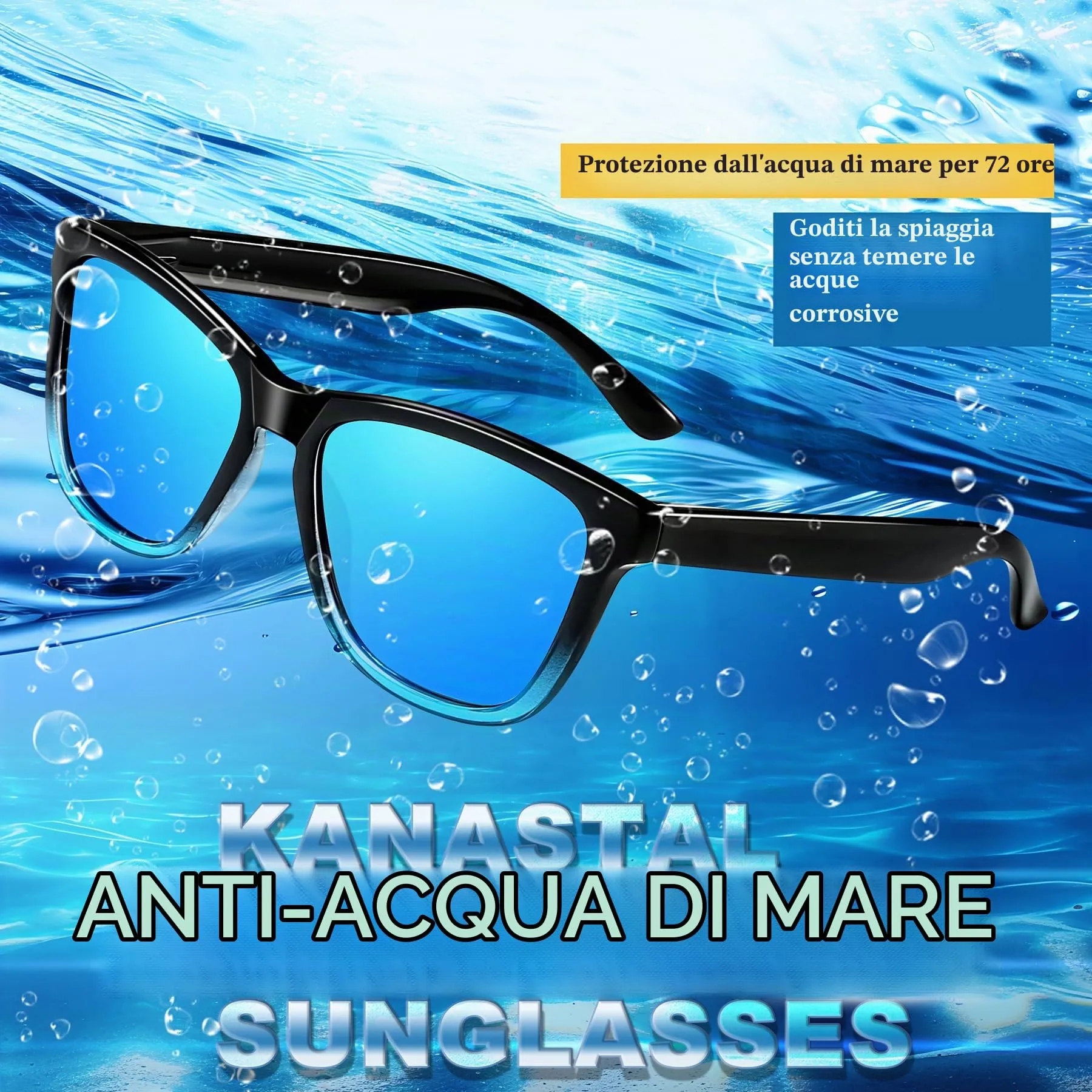 KANASTAL Occhiali da Sole Polarizzati UV400 Blu Specchio Uomo Donna K1940-11 - immagine 6