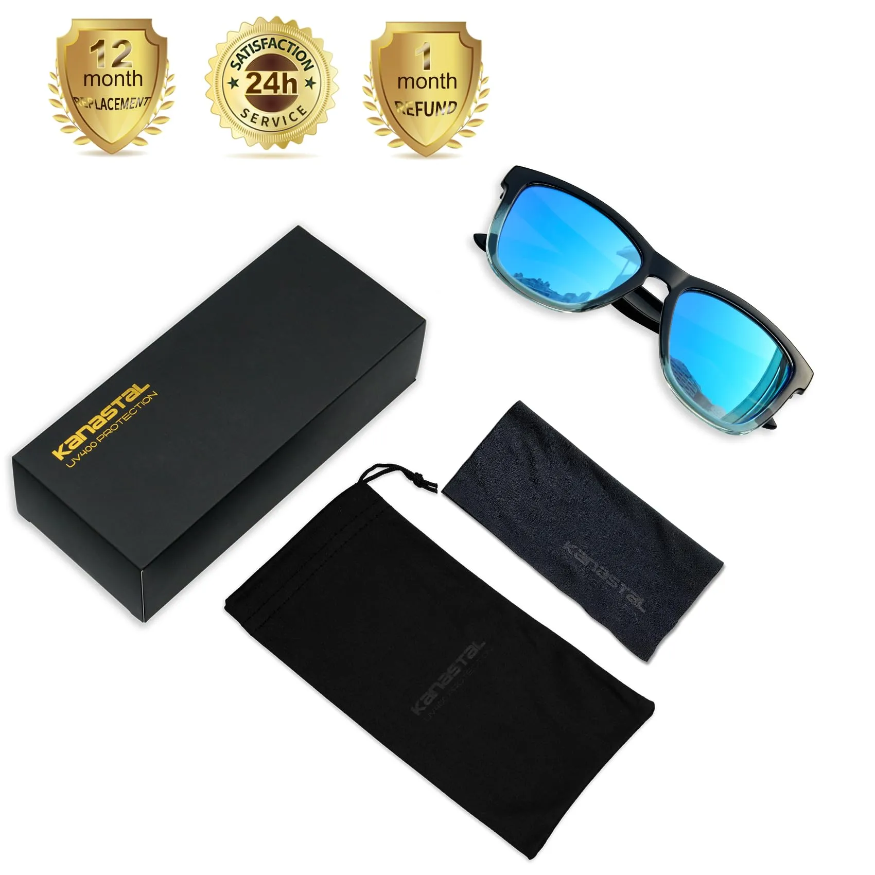 KANASTAL Occhiali da Sole Polarizzati UV400 Blu Specchio Uomo Donna K1940-11 - immagine 7