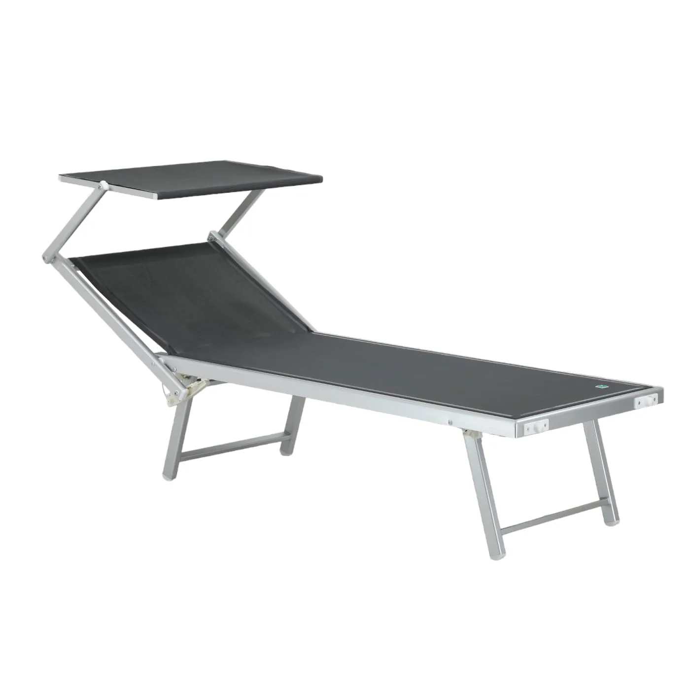 Totò Piccinni Lettino Salento Prendisole Pieghevole in Alluminio con Tettuccio (Dark Grey) - immagine 3