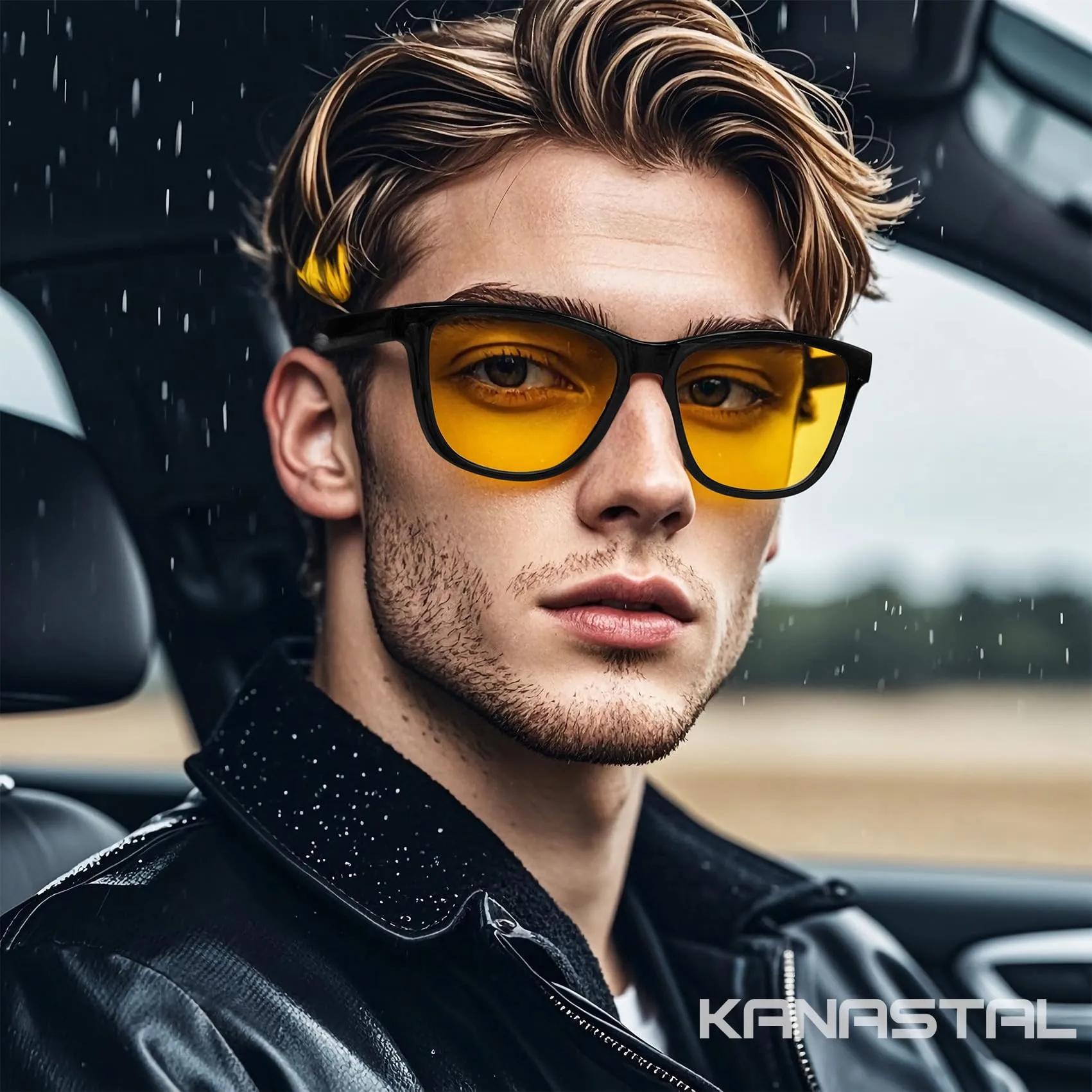 KANASTAL Occhiali Guida Notturna Unisex, Lenti Gialle e Montatura Nera - immagine 2