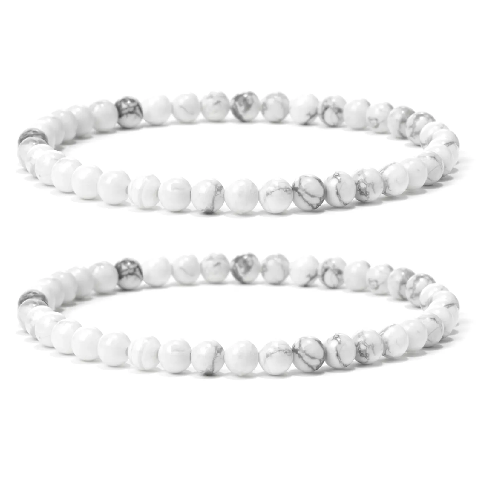 Landorilo Bracciale in Pietra Naturale 4 mm, 2 Pezzi Bianco Turchese - immagine 1