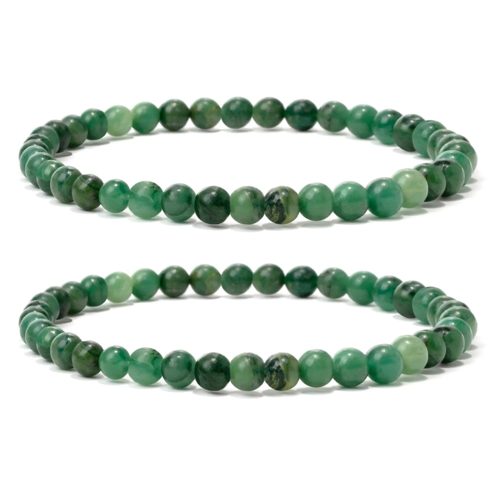 Landorilo Bracciale in Pietra Naturale Crisoprasio 4 mm, Set da 2 Pezzi, 18-19 cm - immagine 1