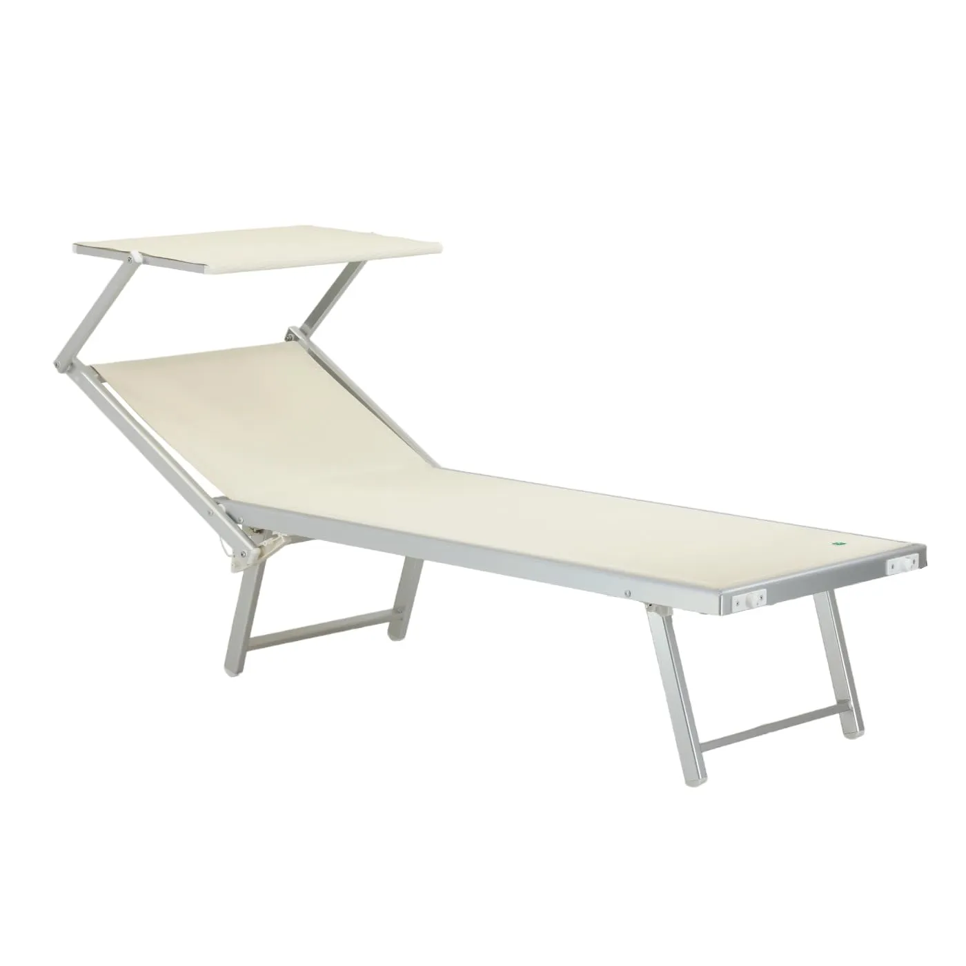 Totò Piccinni Lettino Salento Prendisole Pieghevole in Alluminio con Tettuccio (Beige) - immagine 2
