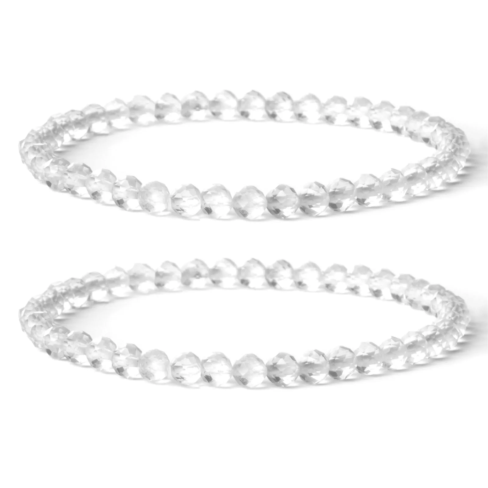 Landorilo Bracciale in Pietra Naturale Quarzo Bianco 4 mm, Set da 2 Pezzi - immagine 1