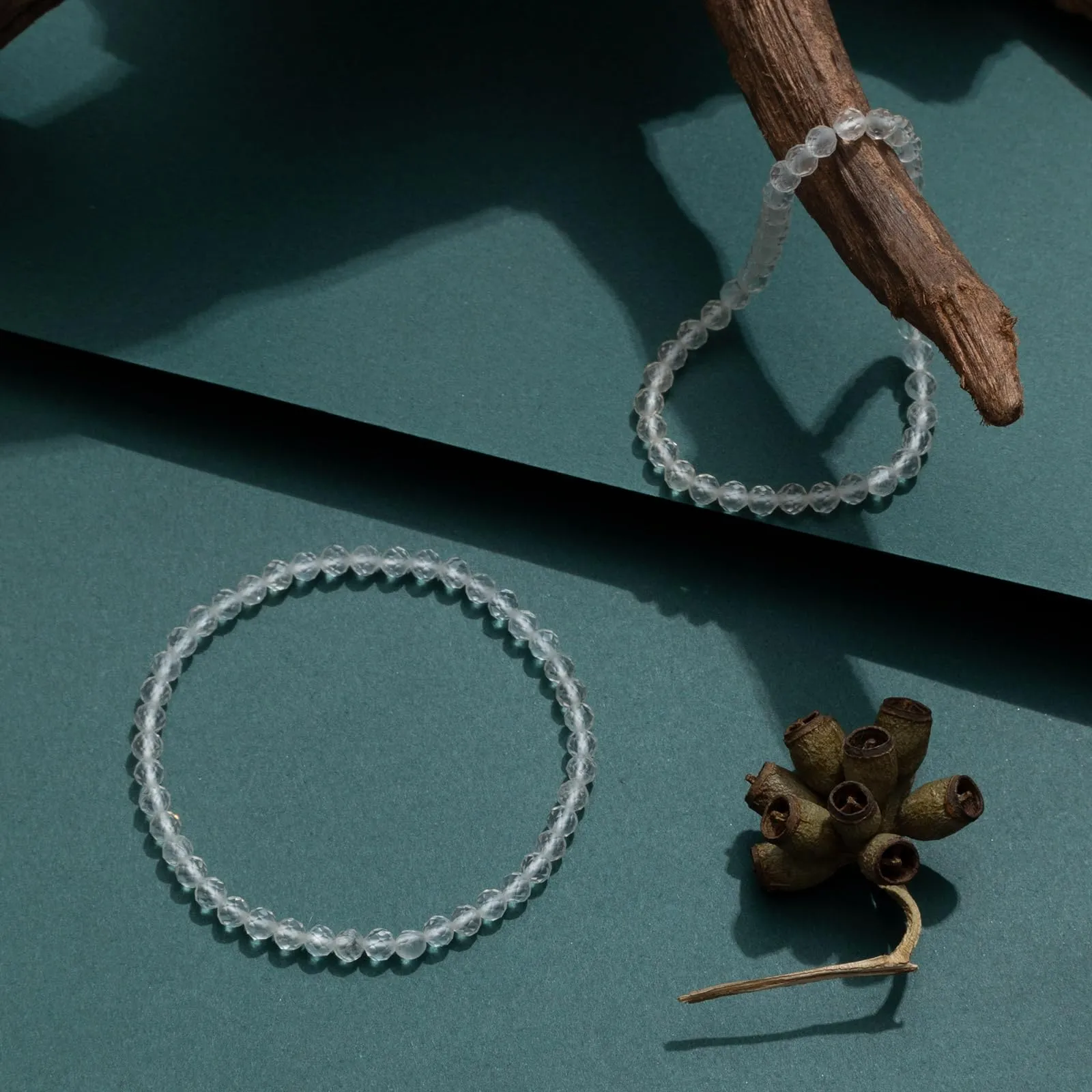 Landorilo Bracciale in Pietra Naturale Quarzo Bianco 4 mm, Set da 2 Pezzi - immagine 3