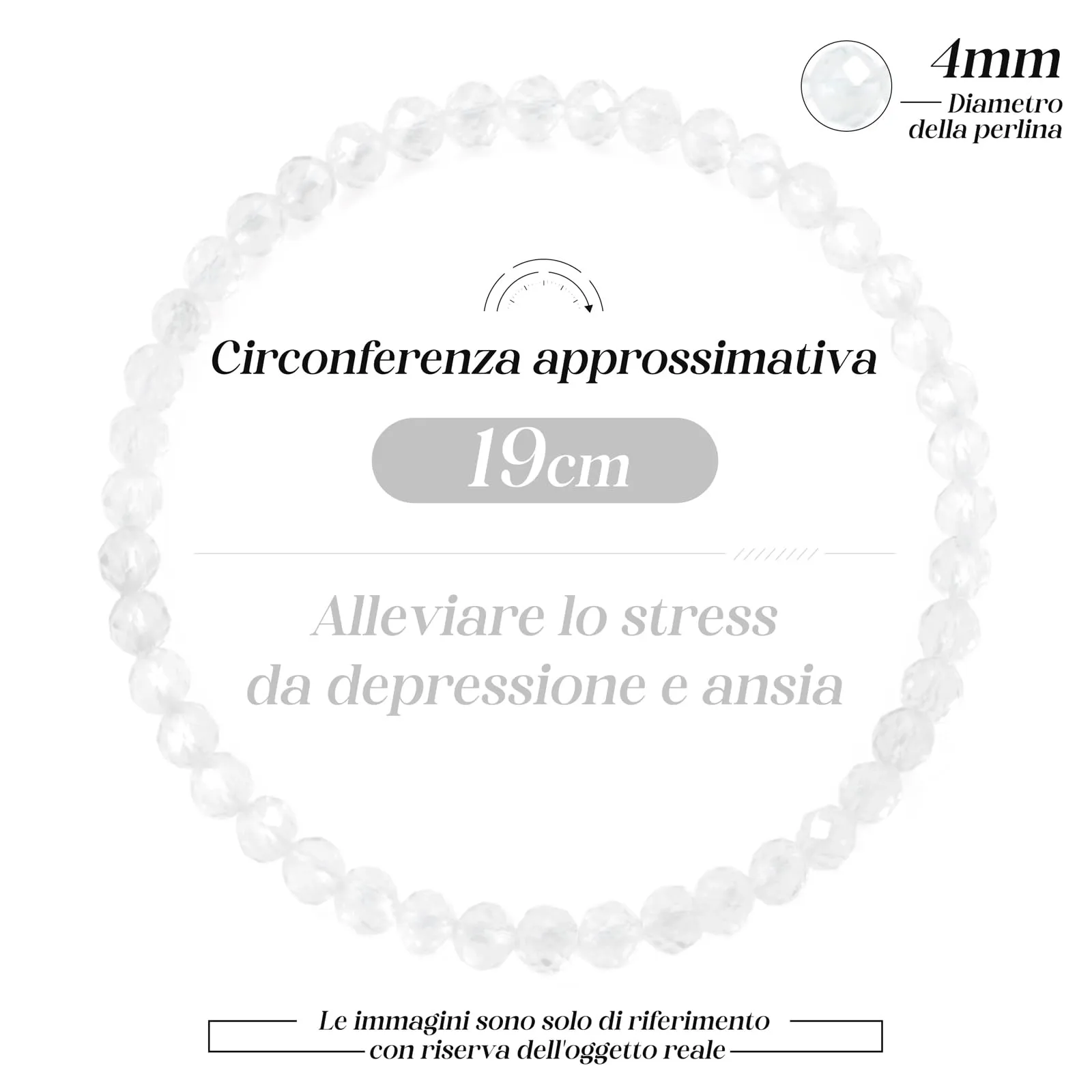 Landorilo Bracciale in Pietra Naturale Quarzo Bianco 4 mm, Set da 2 Pezzi - immagine 4