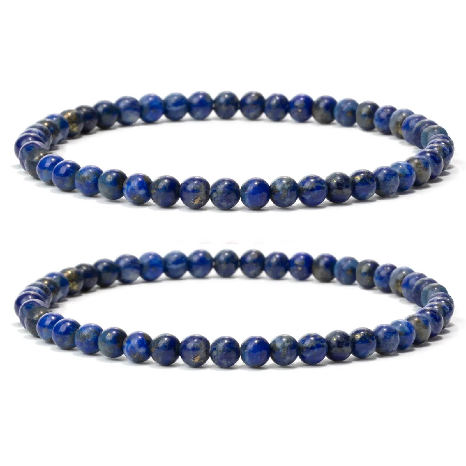 Landorilo Bracciale in Pietra Naturale Lapislazzuli, 4 mm, Set da 2 pezzi - immagine 1