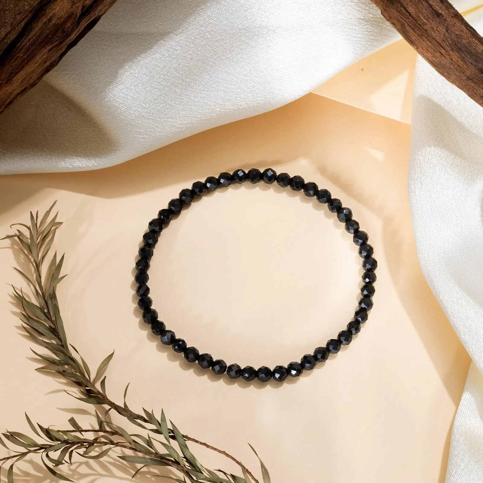 Landorilo Bracciale in Tormalina Nera, Pietra Naturale 4 mm - immagine 3
