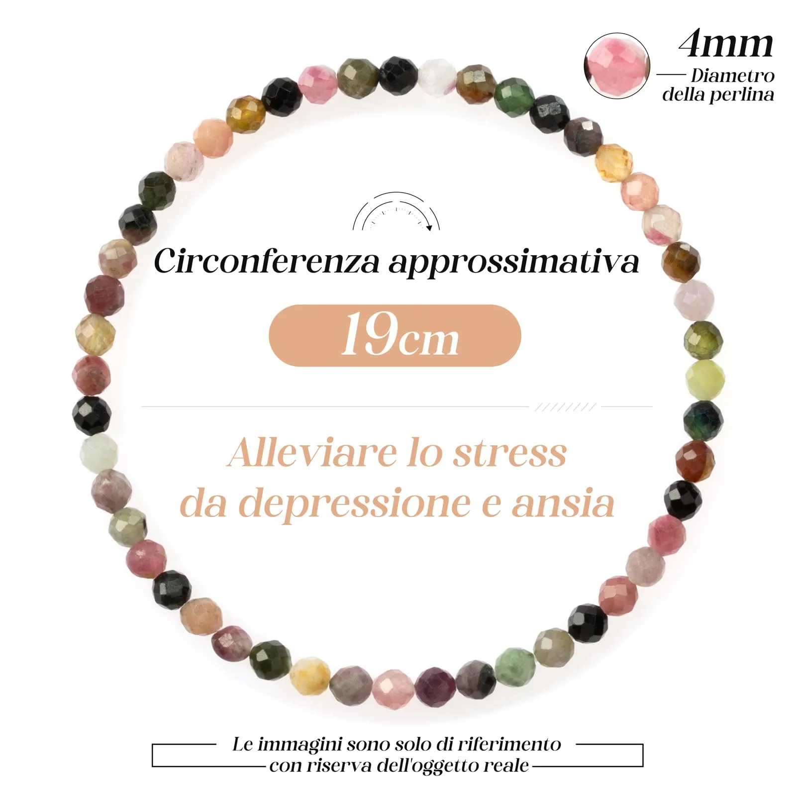 Landorilo Bracciale in Pietra Naturale Diaspro Colorato 4 mm, 18-19 cm - immagine 4