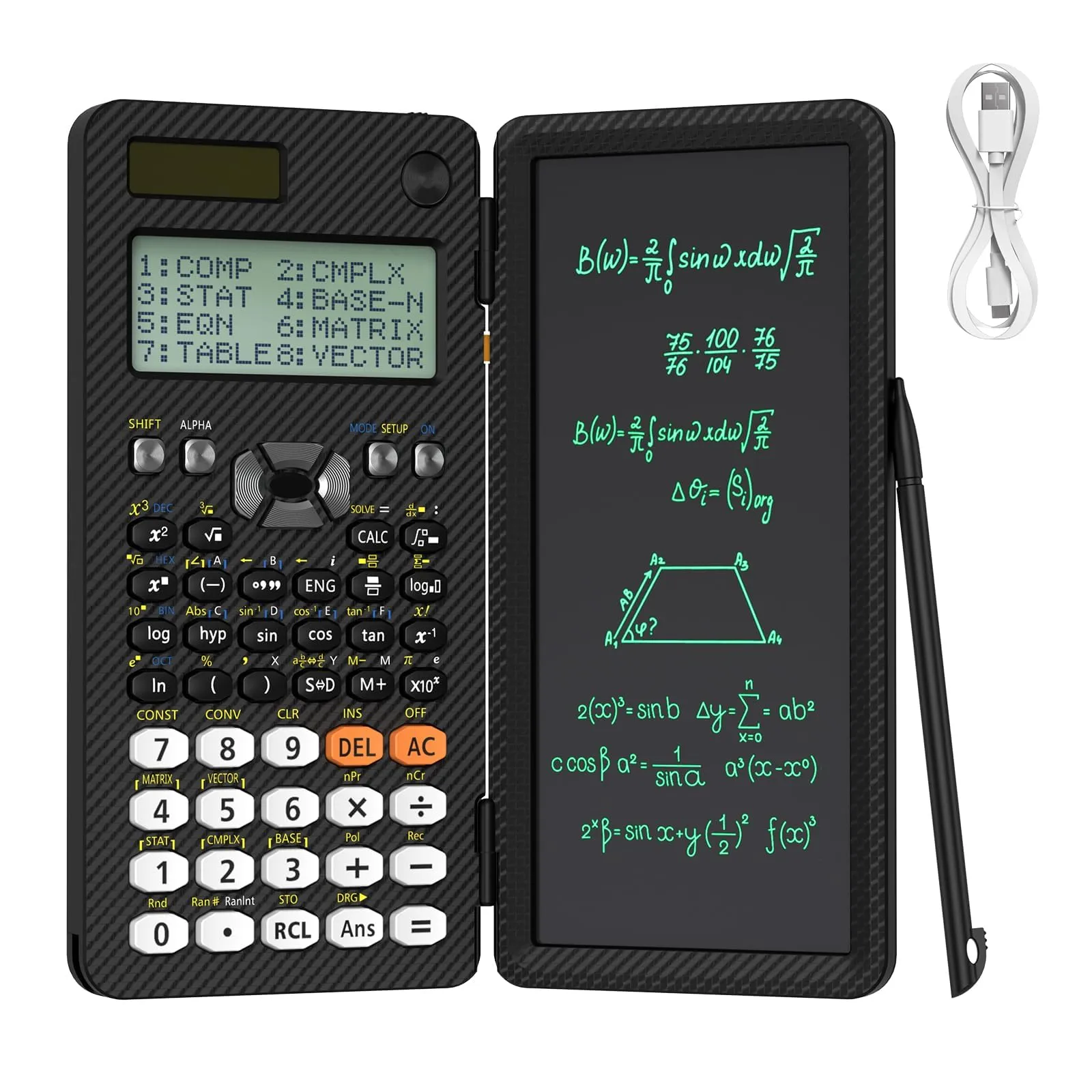 ROATEE Calcolatrice scientifica 991ES con display 4 linee e tablet LCD cancellabile con notepad - immagine 7