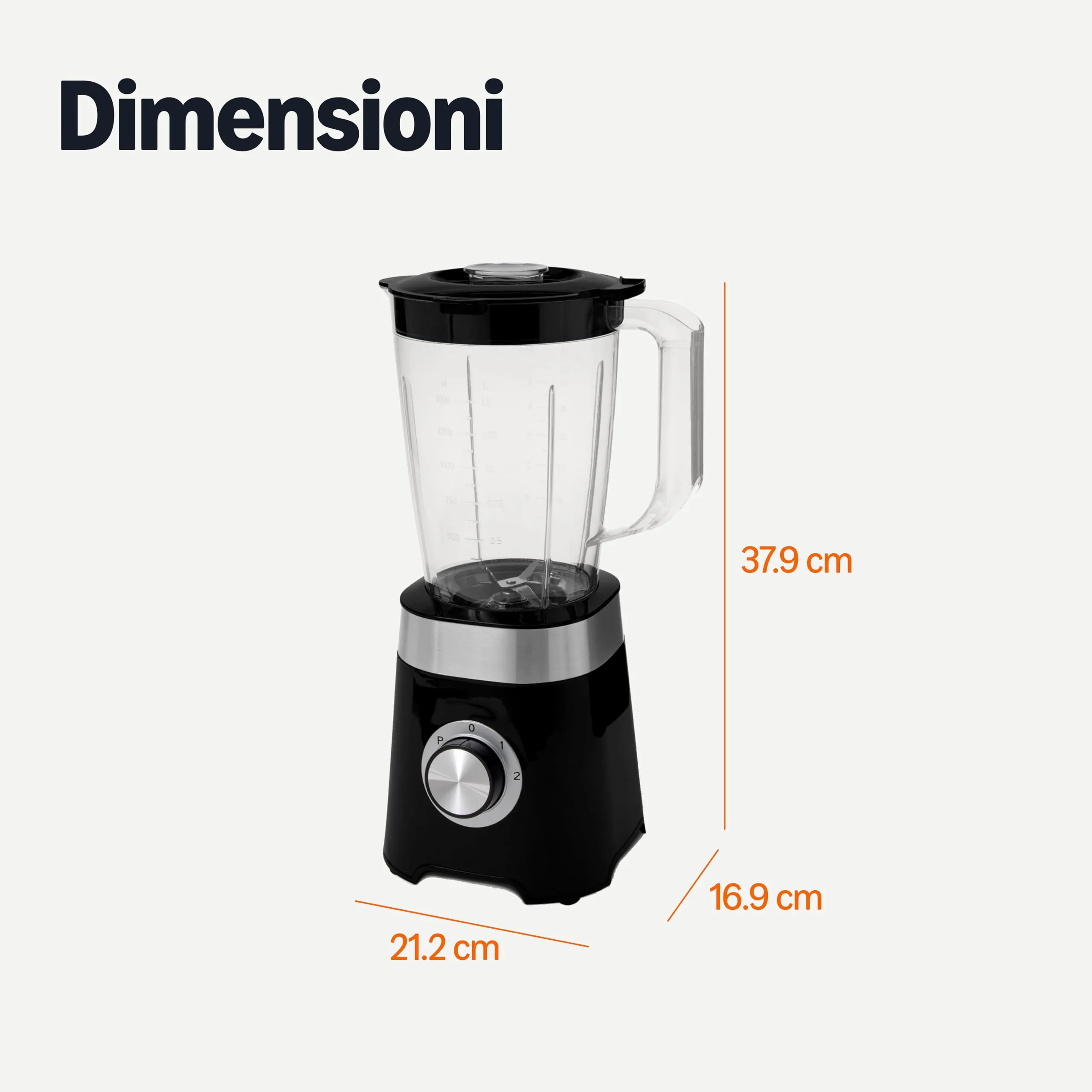 Amazon Basics Frullatore da cucina 600 W, 1,5 l, Nero - immagine 5