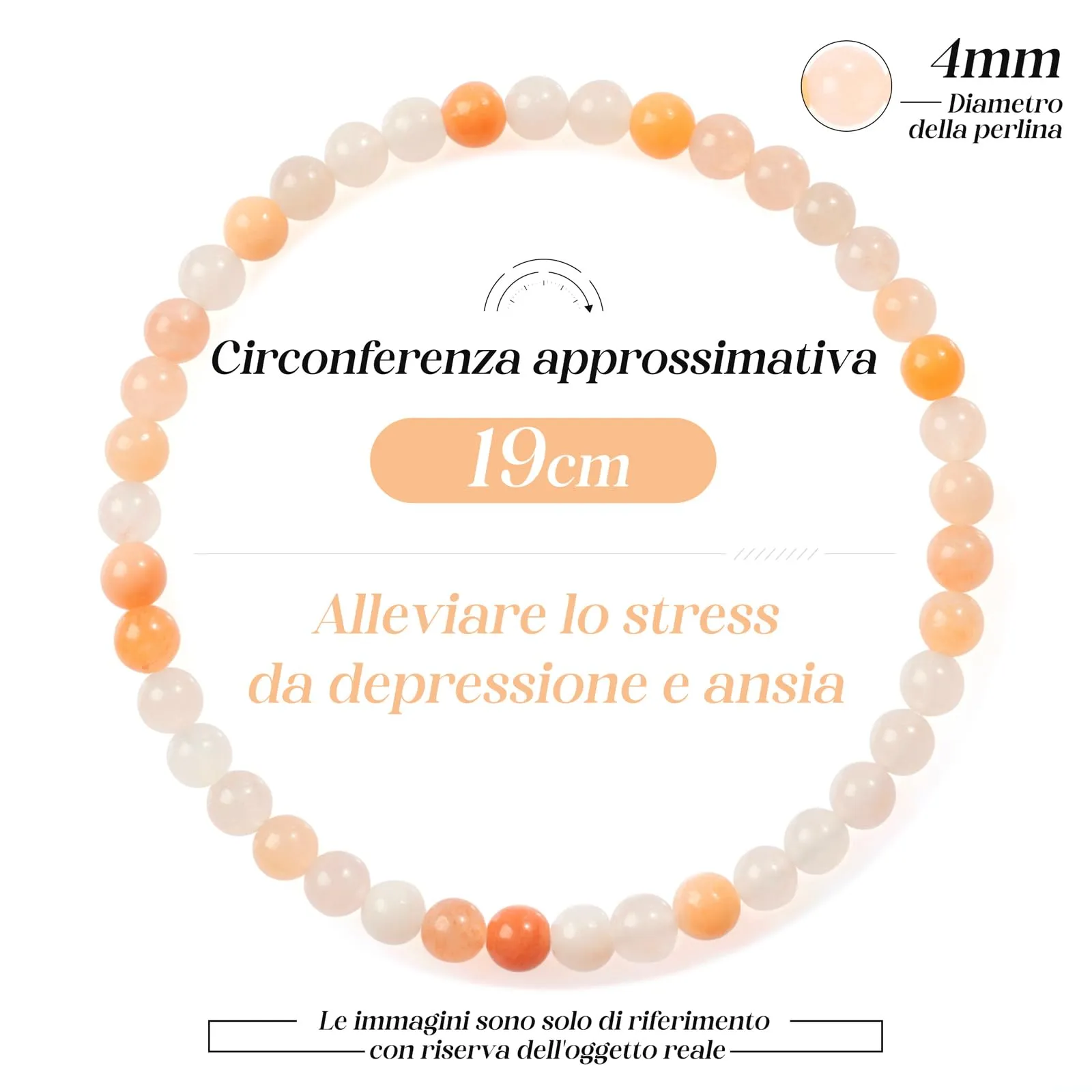 Landorilo Bracciale in Pietra Naturale 4 mm, Opale Rosa (Set da 2) - immagine 4