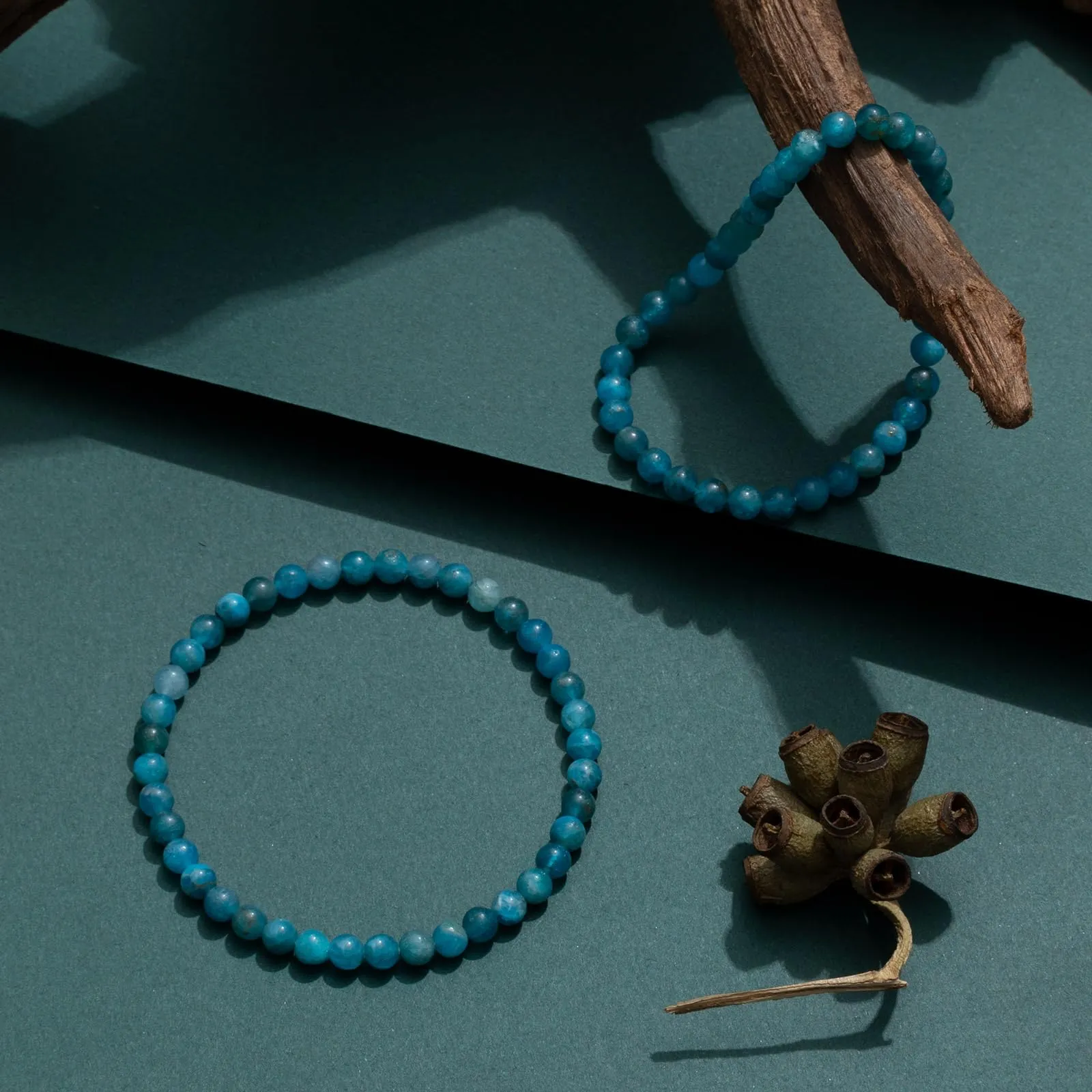 Landorilo Bracciale in Pietra Naturale Apatite 4 mm, Set da 2 Pezzi - immagine 3