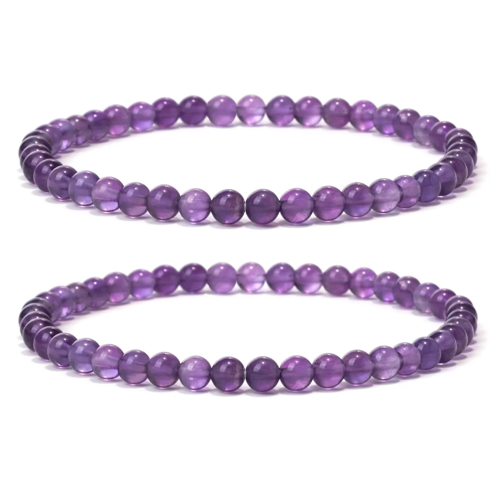 Landorilo Bracciale in Ametista Naturale 3A, 4 mm, Set da 2 Pezzi - immagine 1