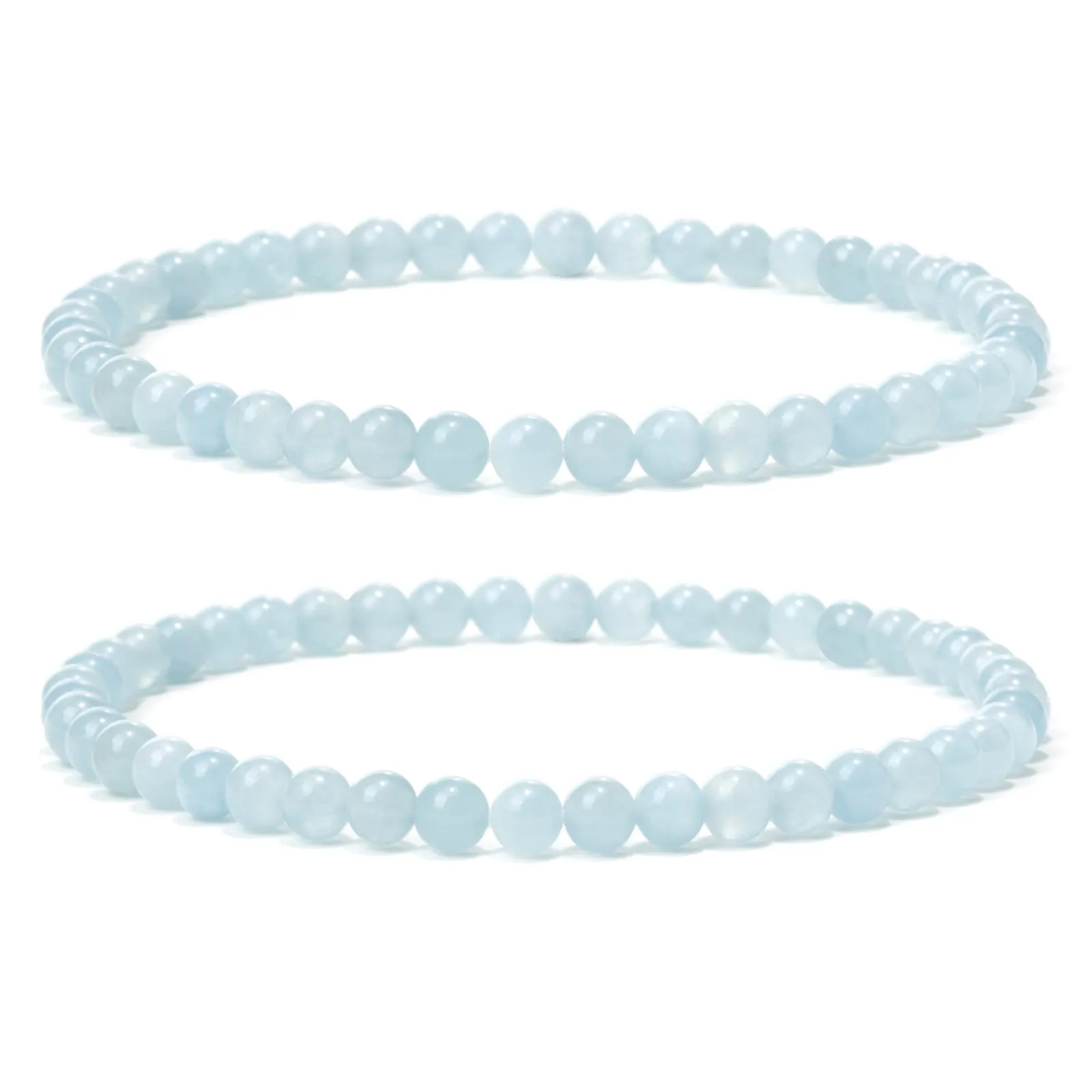Landorilo Bracciale in Pietra Naturale Acquamarina 4 mm, Set da 2 Pezzi - immagine 1