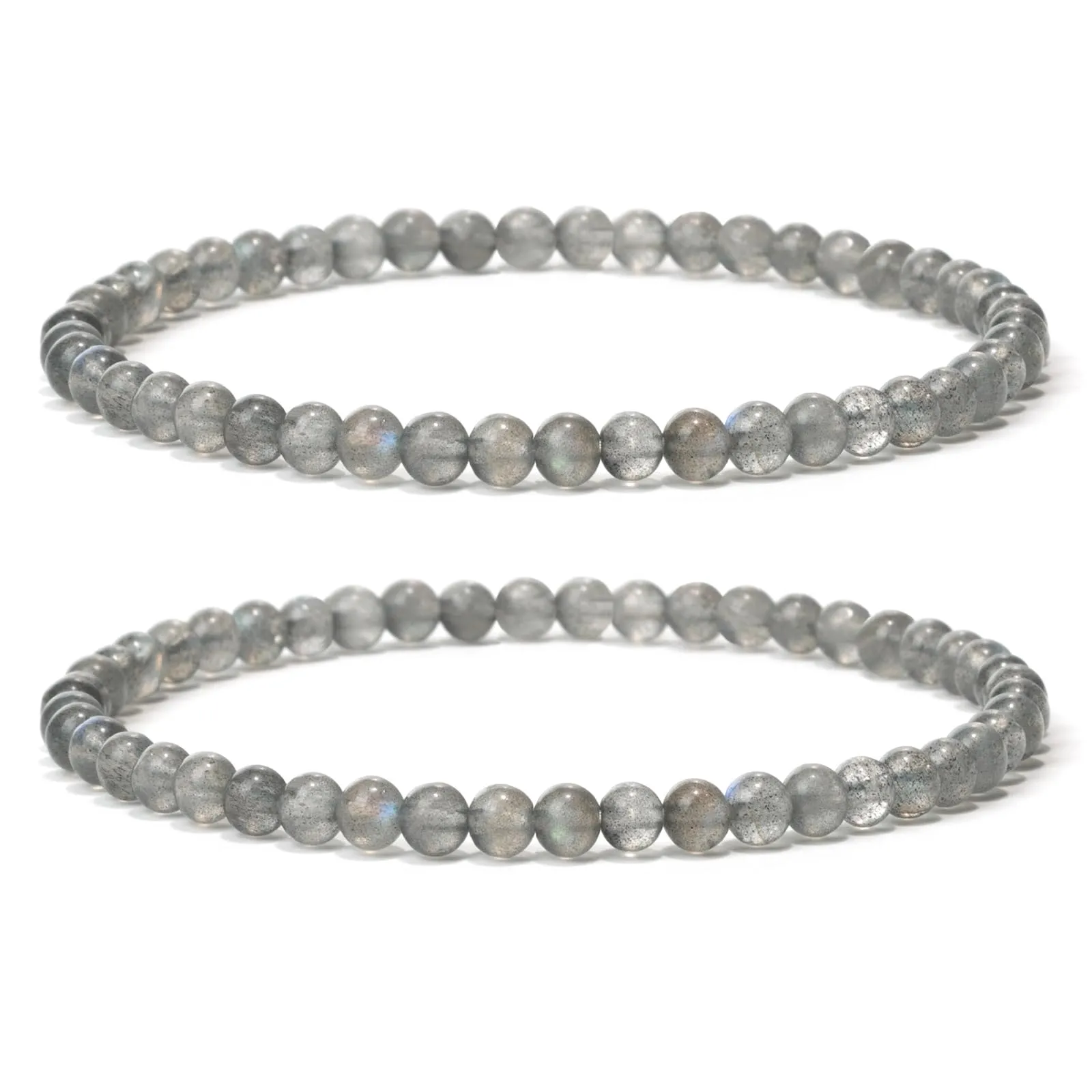 Landorilo Bracciale in Pietra Naturale Labradorite 4 mm, Set da 2 Pezzi, 18-19cm - immagine 1