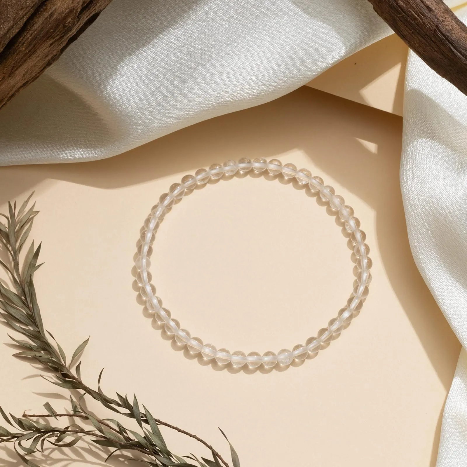 Landorilo Bracciale in Pietra Naturale Quarzo Bianco, 4 mm - immagine 3