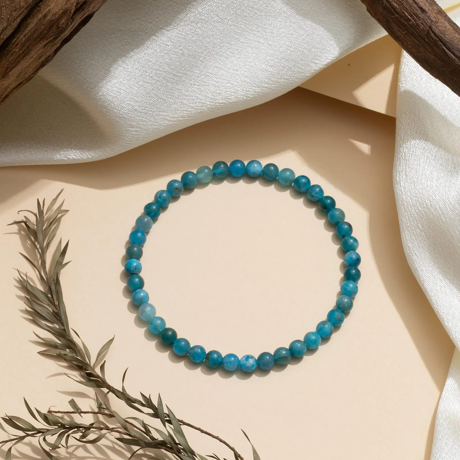 Landorilo Bracciale in Pietra Naturale Apatite, 4 mm, 18-19 cm - immagine 3