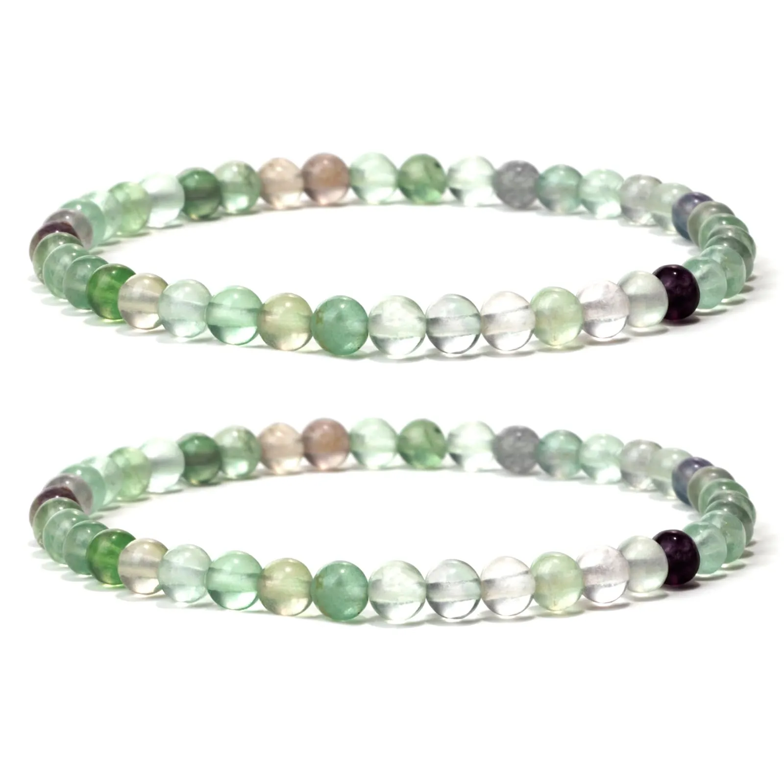 Landorilo Bracciale in Pietra Naturale Fluorite Colorata, 4 mm, Set da 2 Pezzi - immagine 1