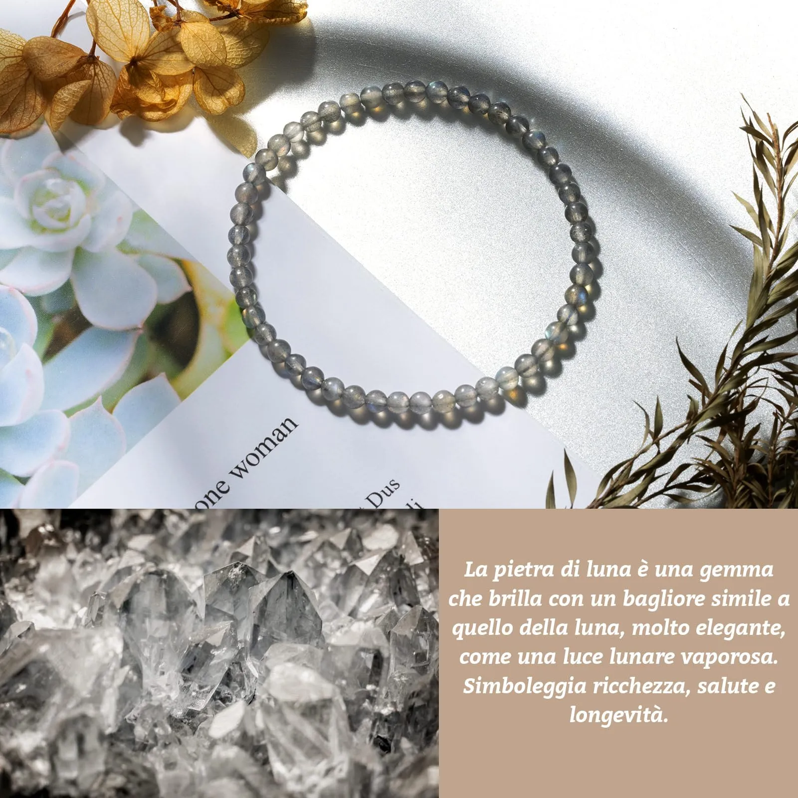 Landorilo Bracciale in Labradorite 4 mm, 18-19 cm - immagine 3