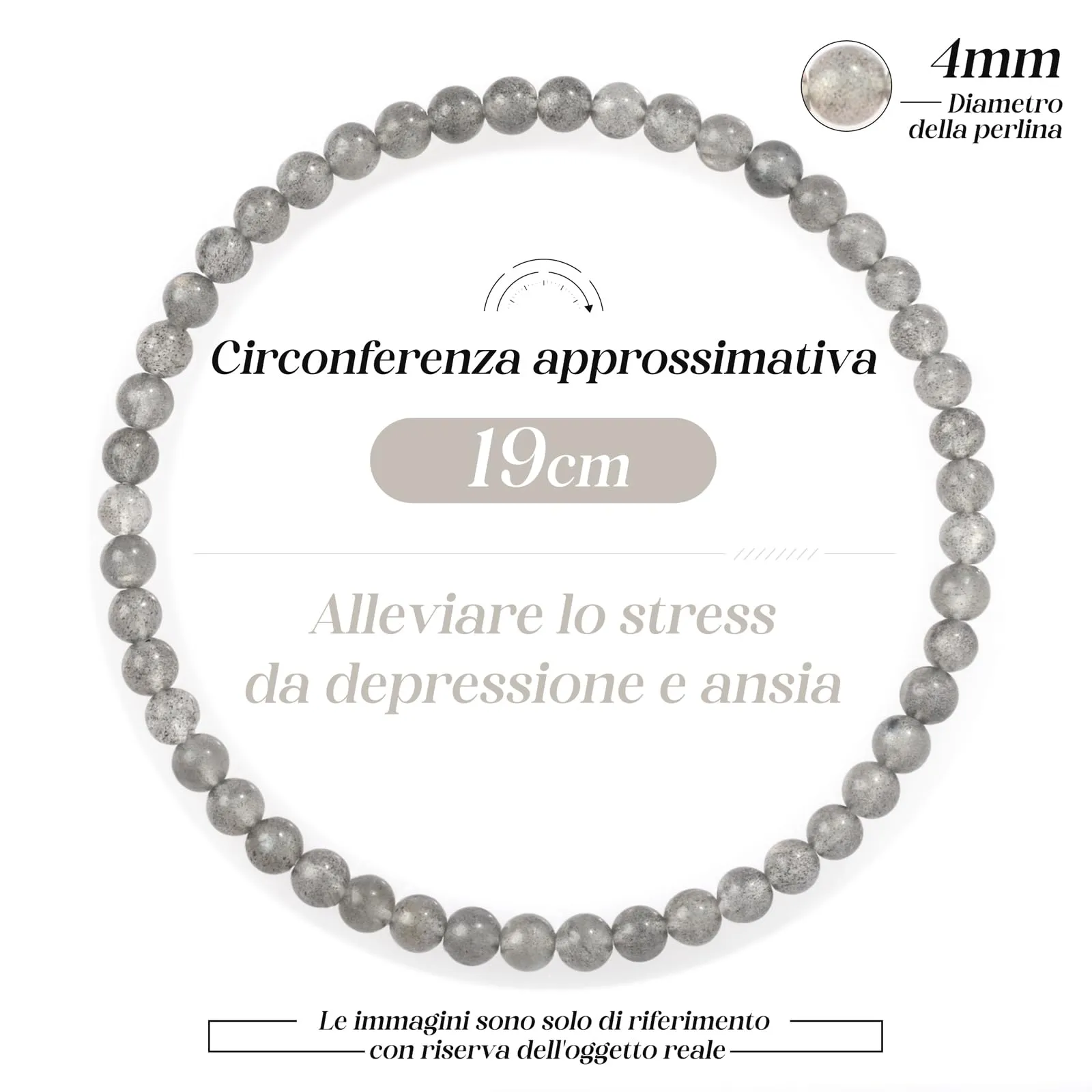 Landorilo Bracciale in Labradorite 4 mm, 18-19 cm - immagine 4