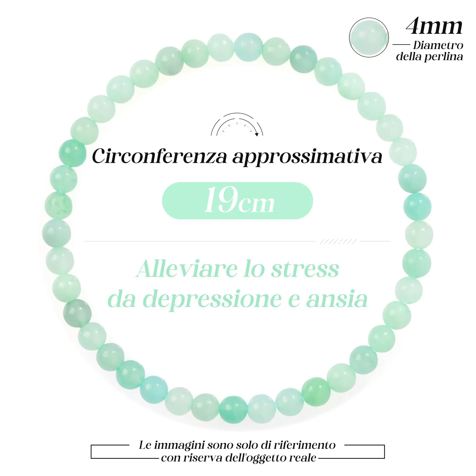 Landorilo Bracciale in Pietra Naturale 4 mm, Amazzonite Blu - immagine 4
