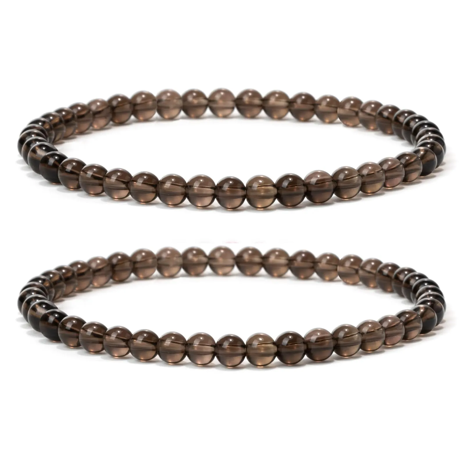 Landorilo Bracciale in Pietra Naturale Quarzo Fumé, 4 mm, Set da 2 Pezzi - immagine 1