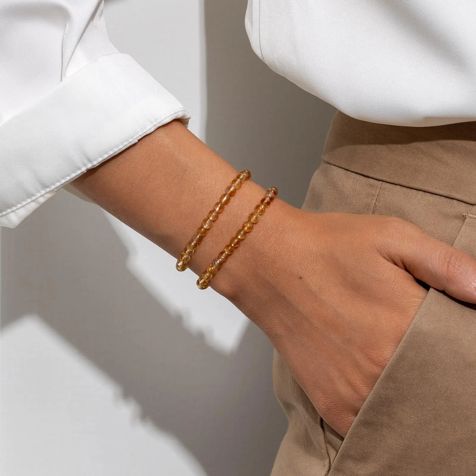 Landorilo Bracciale in Pietra Naturale Citrino 3A, 4 mm - immagine 2