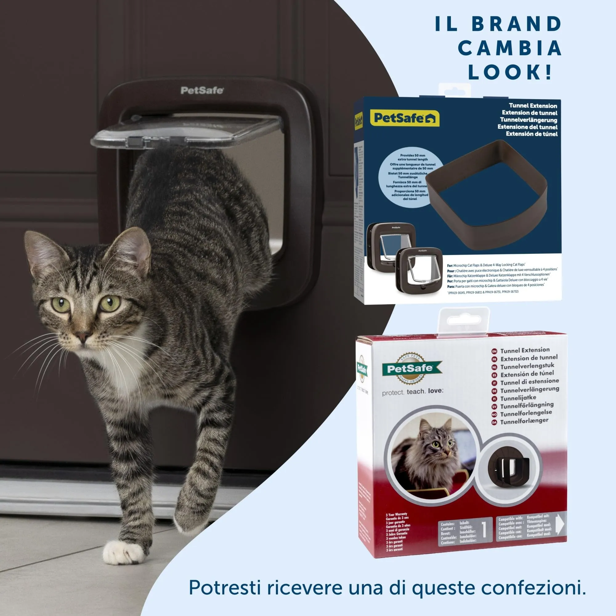 PetSafe Tunnel per Gattaiola Microchip e Blocco Manuale, Marrone - immagine 7