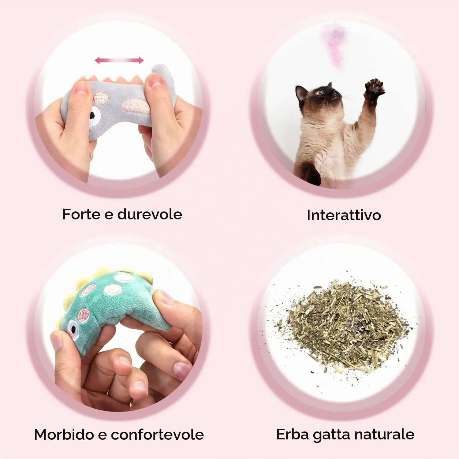 Nobleza Set di 5 Giocattoli con Erba Gatta per Gatti, Peluche Interattivi - immagine 4