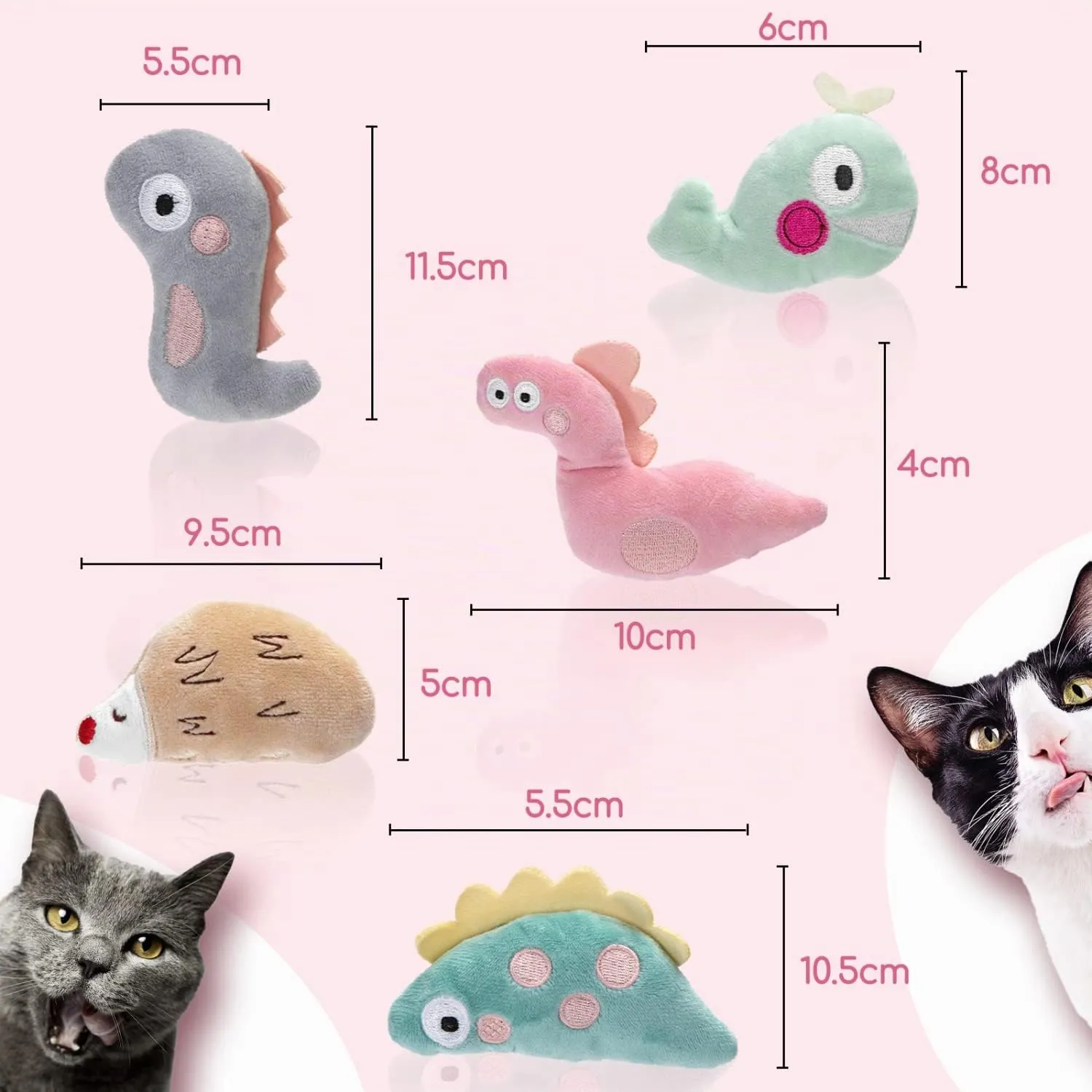 Nobleza Set di 5 Giocattoli con Erba Gatta per Gatti, Peluche Interattivi - immagine 6