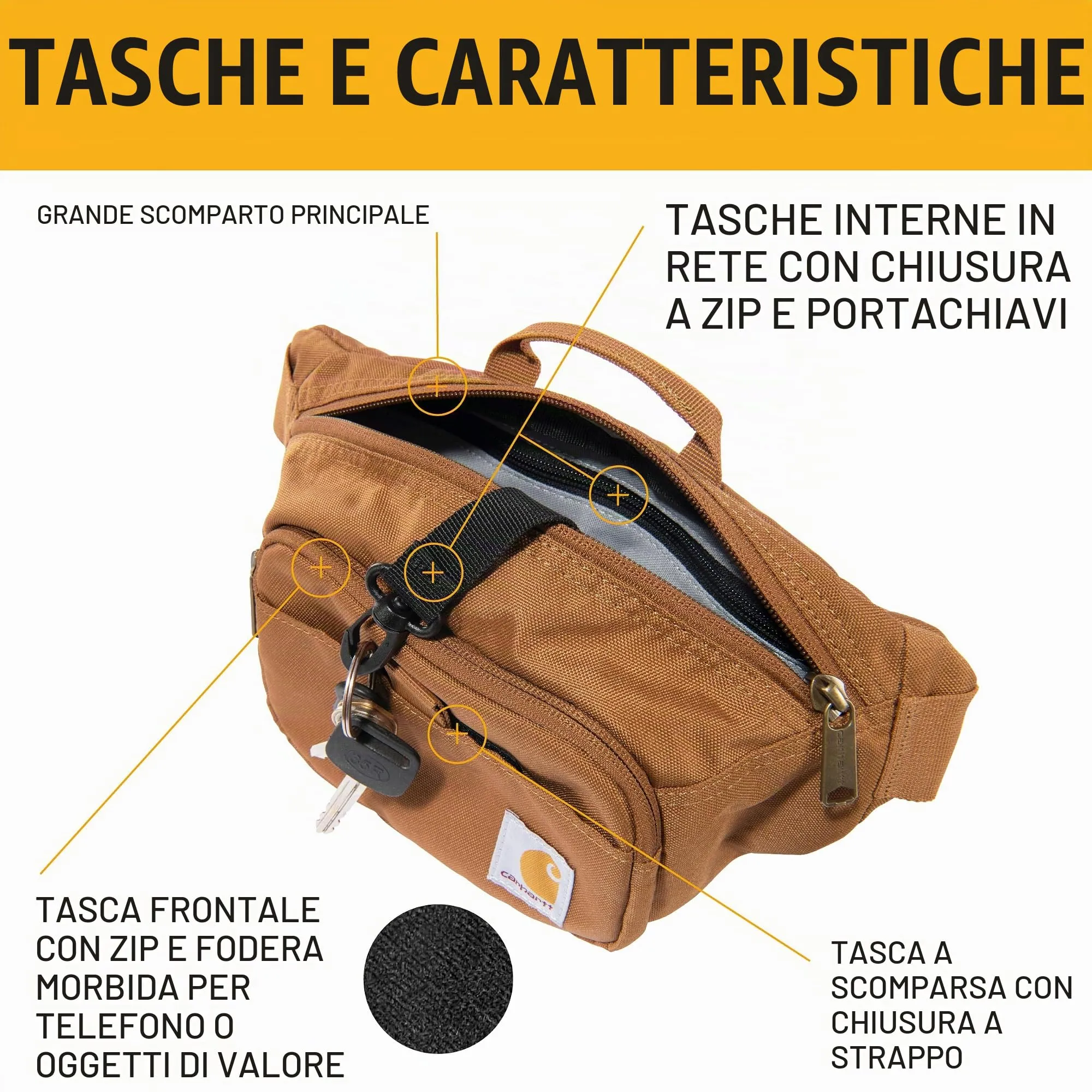 Carhartt Marsupio Unisex Essenziale, Visone, Taglia Unica - immagine 3