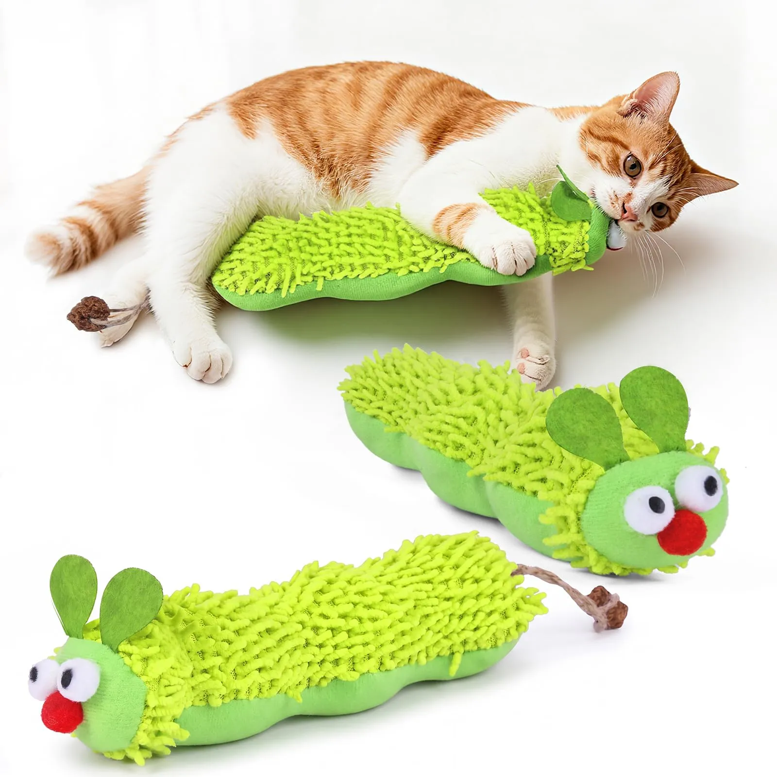 OSDUE Gioco per Gatti con Catnip a forma di Bruco, Peluche Interattivo per Masticare e Cura Dentale - immagine 1