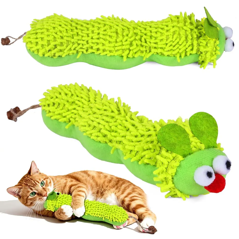 OSDUE Gioco per Gatti con Catnip a forma di Bruco, Peluche Interattivo per Masticare e Cura Dentale - immagine 8