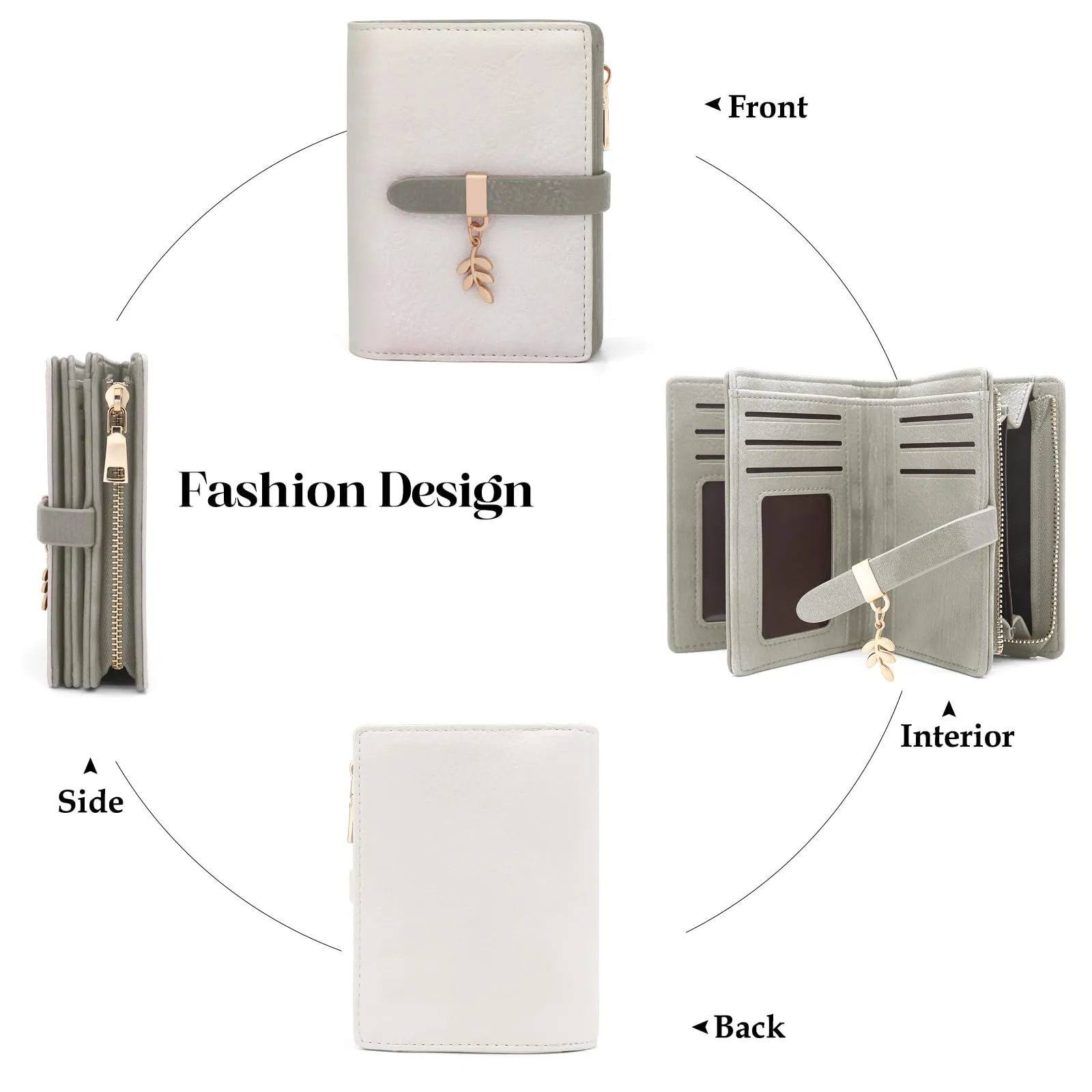 HNOOM Portafoglio Donna in Pelle PU Slim con Protezione RFID, Cerniera Portamonete e 19 Porta Carte (beige-grigio) - immagine 9