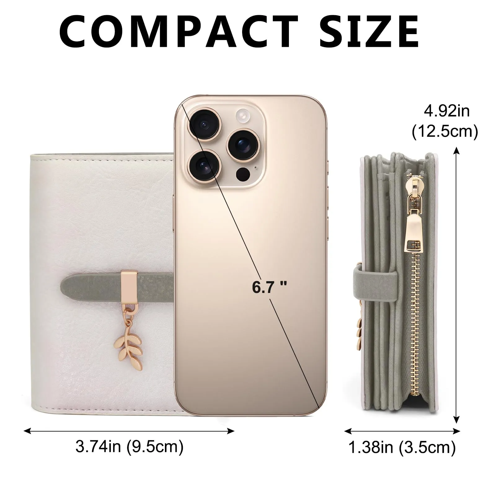 HNOOM Portafoglio Donna in Pelle PU Slim con Protezione RFID, Cerniera Portamonete e 19 Porta Carte (beige-grigio) - immagine 11
