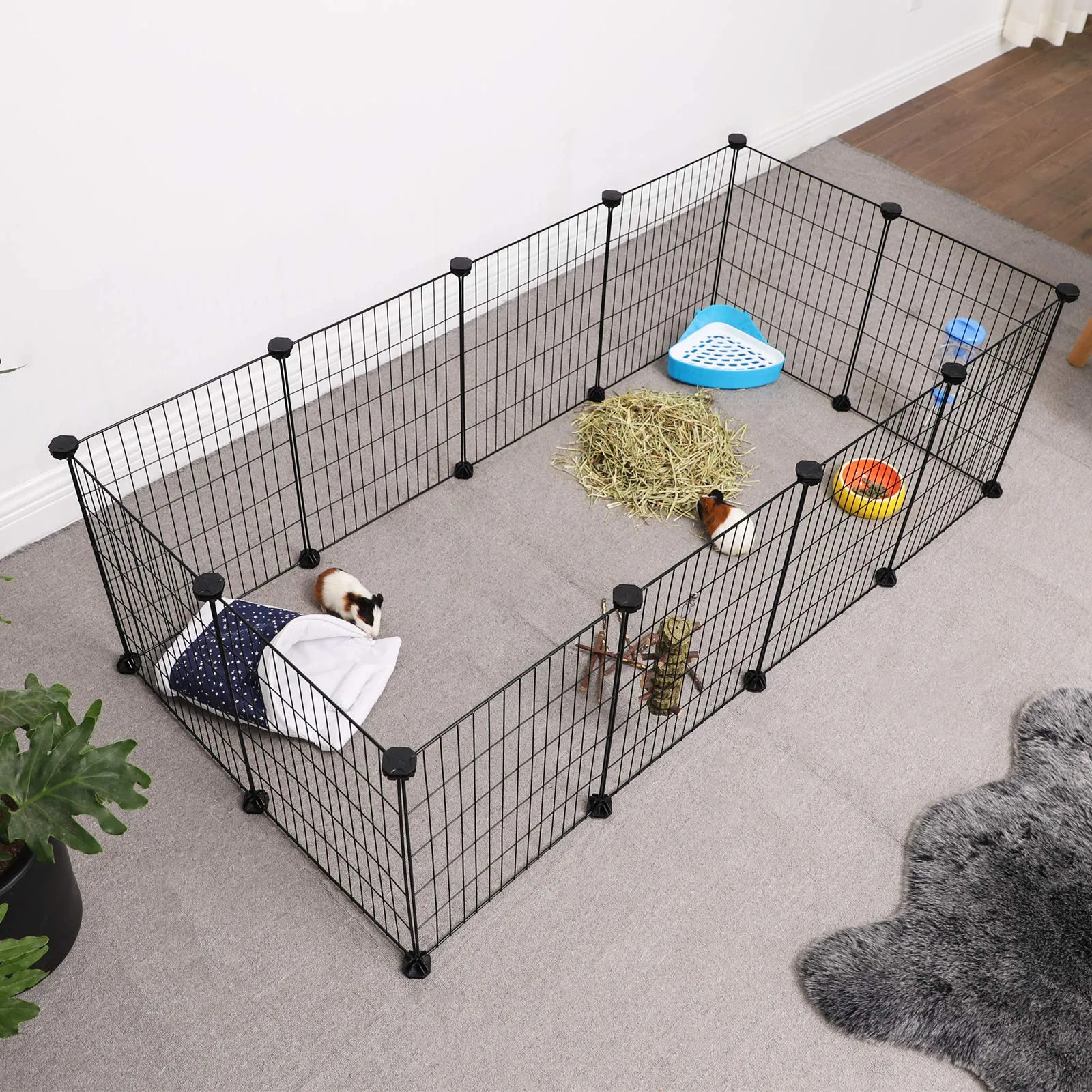 SONGMICS Recinto Personalizzabile per Animali di Piccola Taglia, Rete in Metallo per Criceti e Conigli, Nero LPI01H - immagine 3