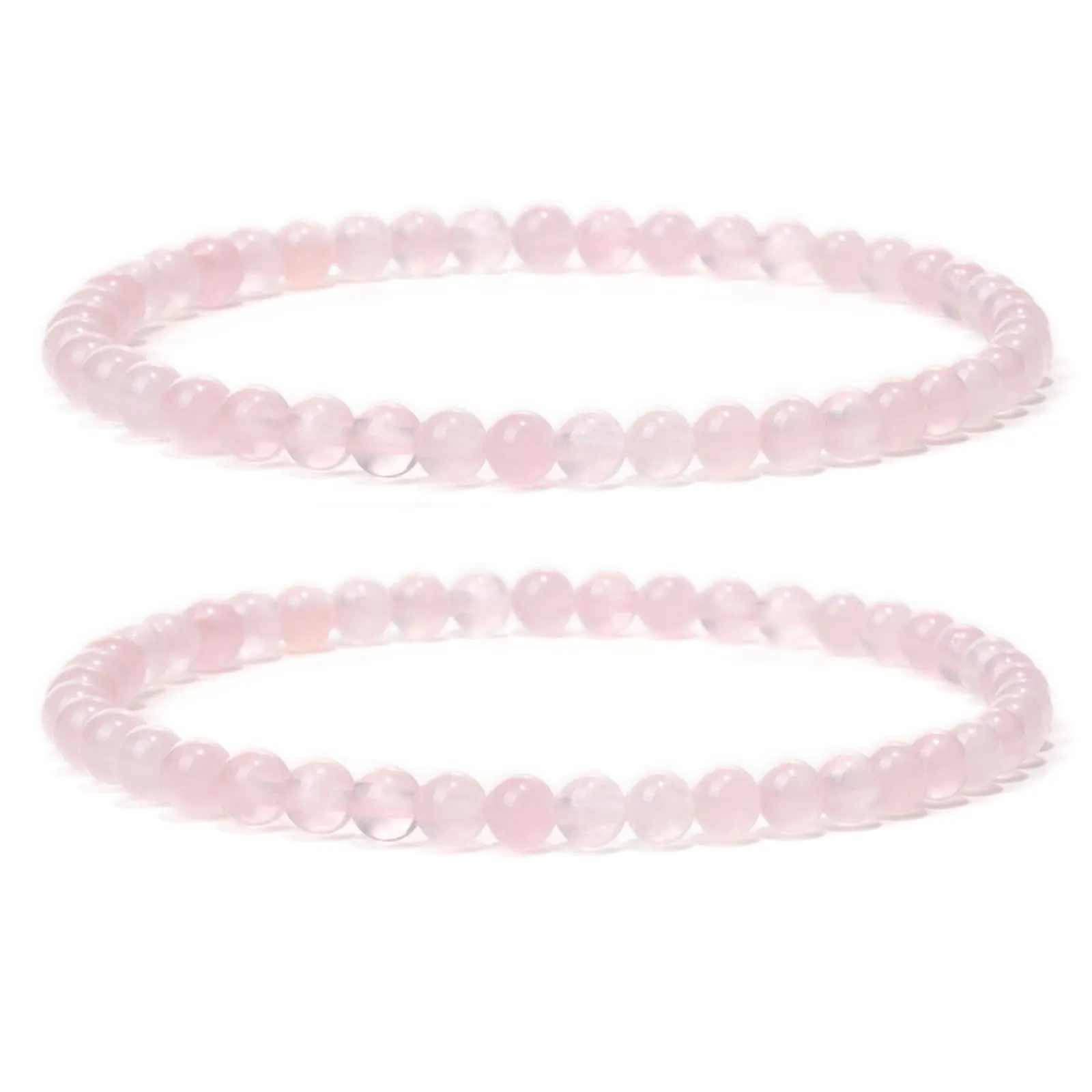 Landorilo Bracciale in Pietra Naturale 4 mm, Quarzo Rosa, Set da 2 Pezzi - immagine 1