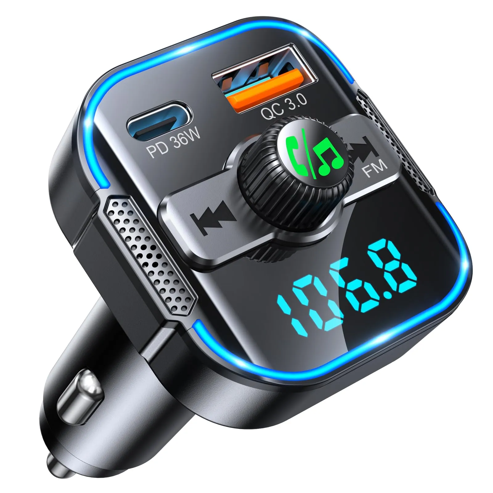 Glangeh Trasmettitore FM Bluetooth Auto PD 36W + QC3.0 18W BC47 - immagine 1