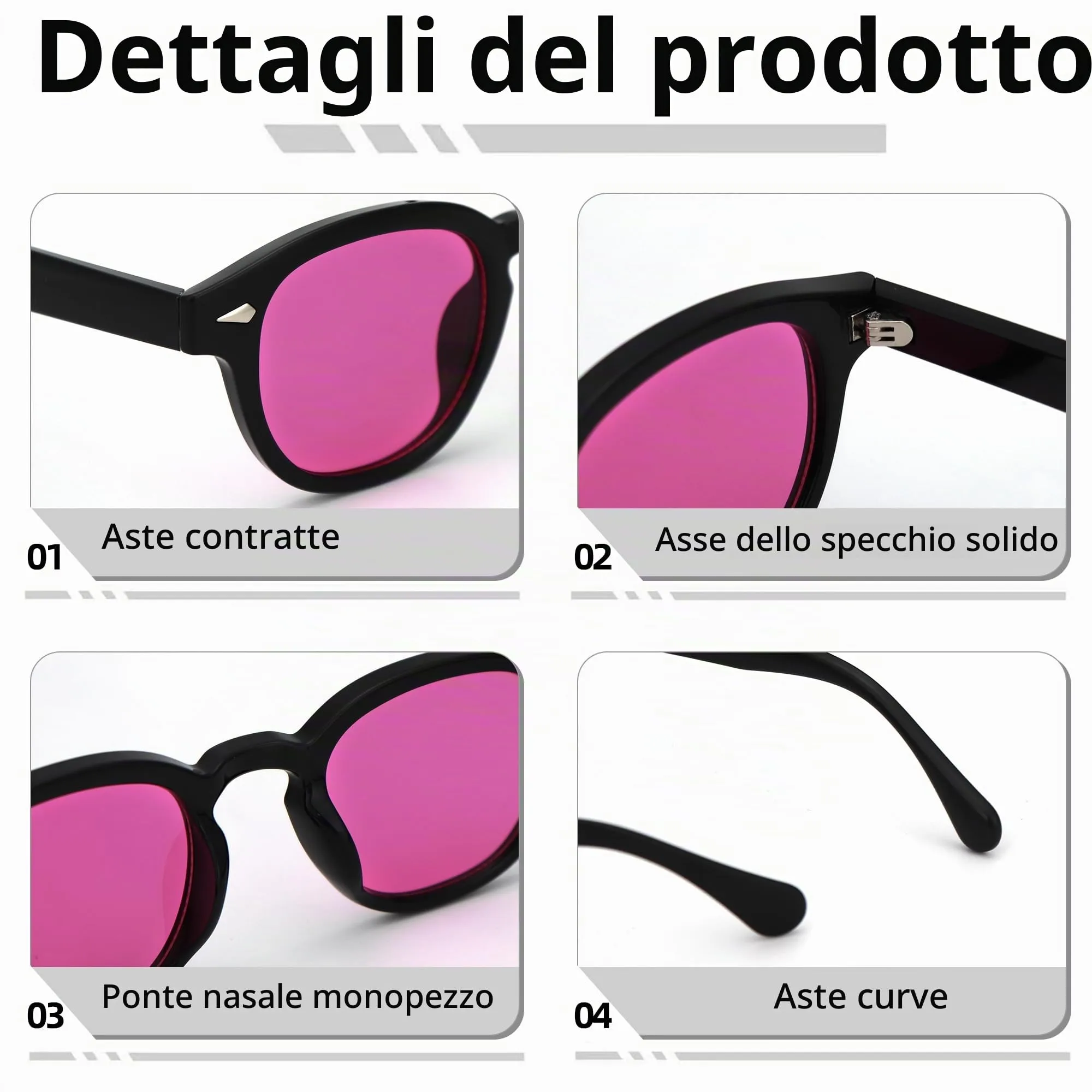 LHSDMOAT Occhiali da sole sportivi ovali vintage stile anni '70 UV400 - immagine 4
