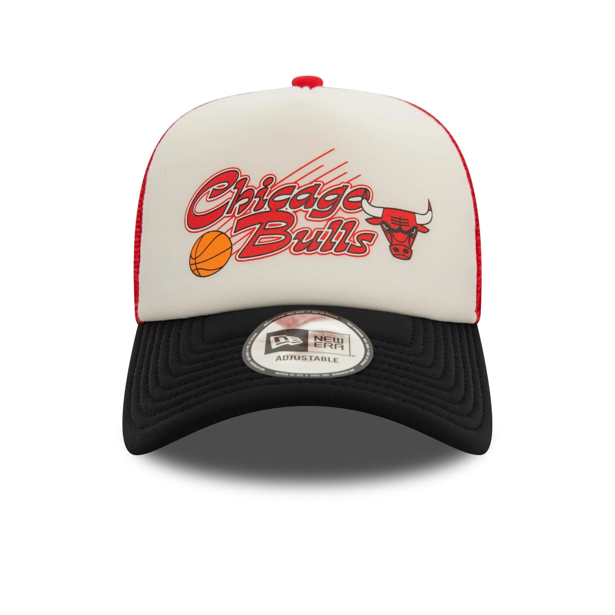 New Era Chicago Bulls Berretto da Camionista E-Frame Bianco Nero Rosso Regolabile NBA - immagine 2