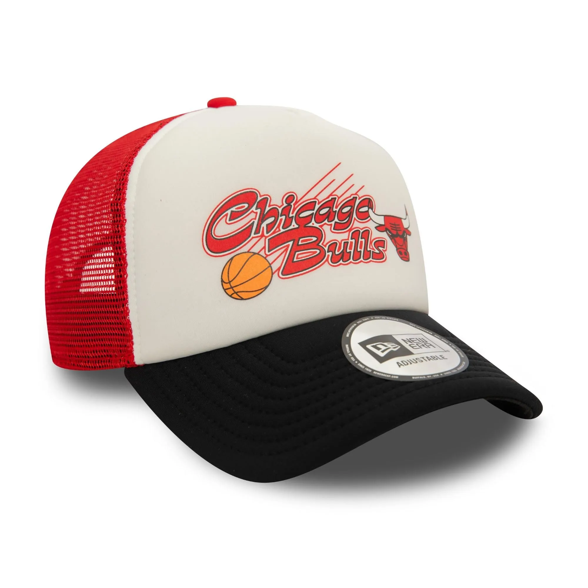 New Era Chicago Bulls Berretto da Camionista E-Frame Bianco Nero Rosso Regolabile NBA - immagine 3