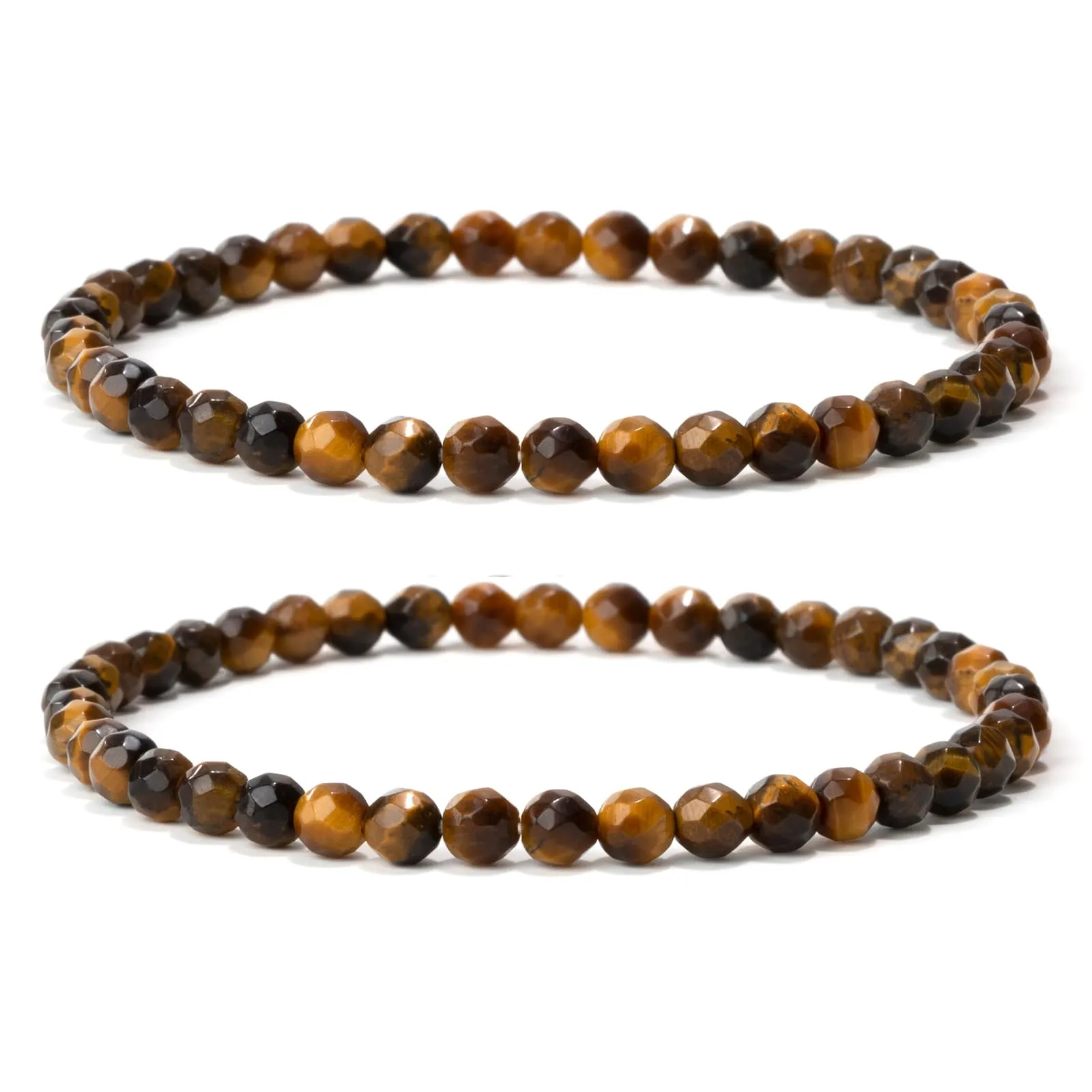 Landorilo Bracciale in Pietra Naturale Occhio di Tigre Giallo 4 mm, 18-19 cm, Set da 2 pezzi - immagine 1