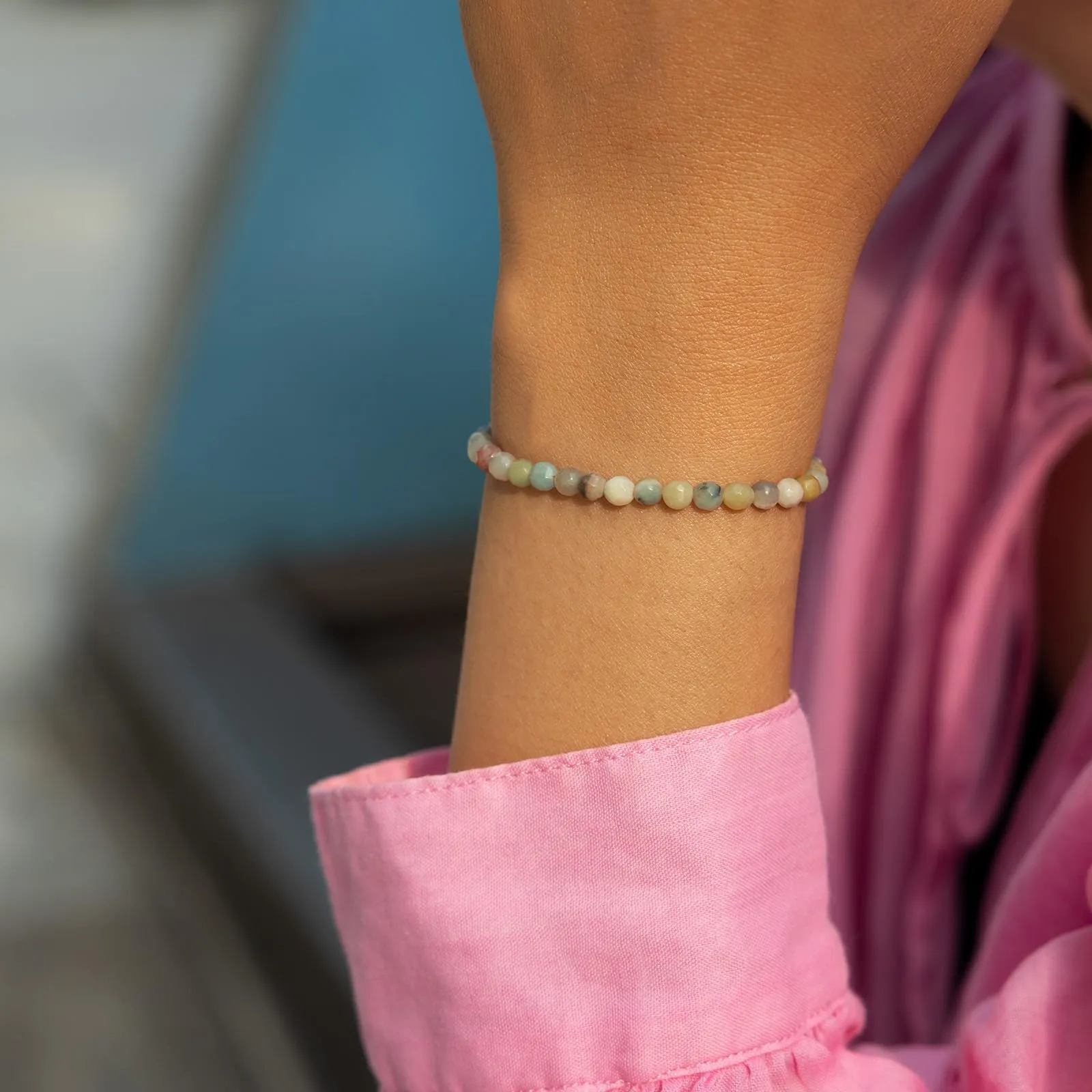 Landorilo Bracciale in Pietra Naturale Amazzonite, 4 mm - immagine 2