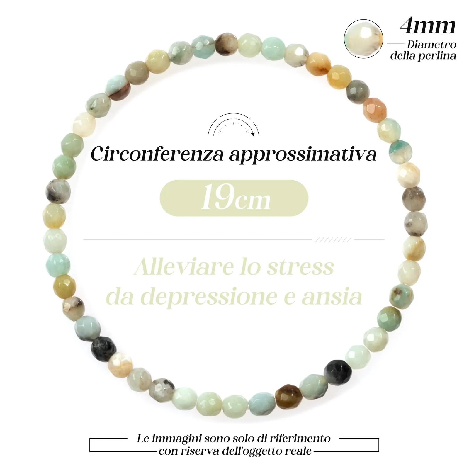 Landorilo Bracciale in Pietra Naturale Amazzonite, 4 mm - immagine 4